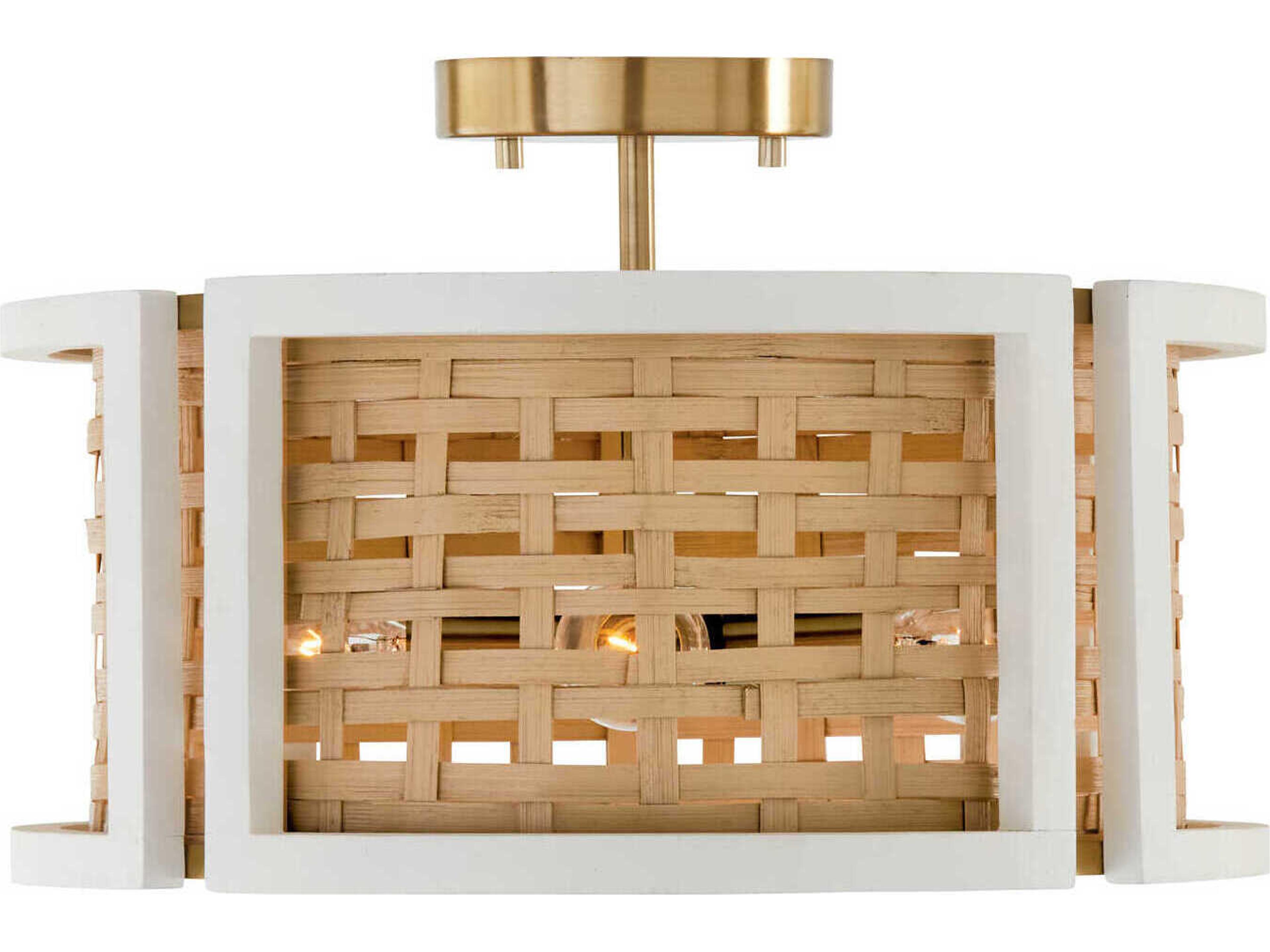Lola 4-Light Dual Mount Semi-Flush Ceiling Light in Flat White and Matte Brass