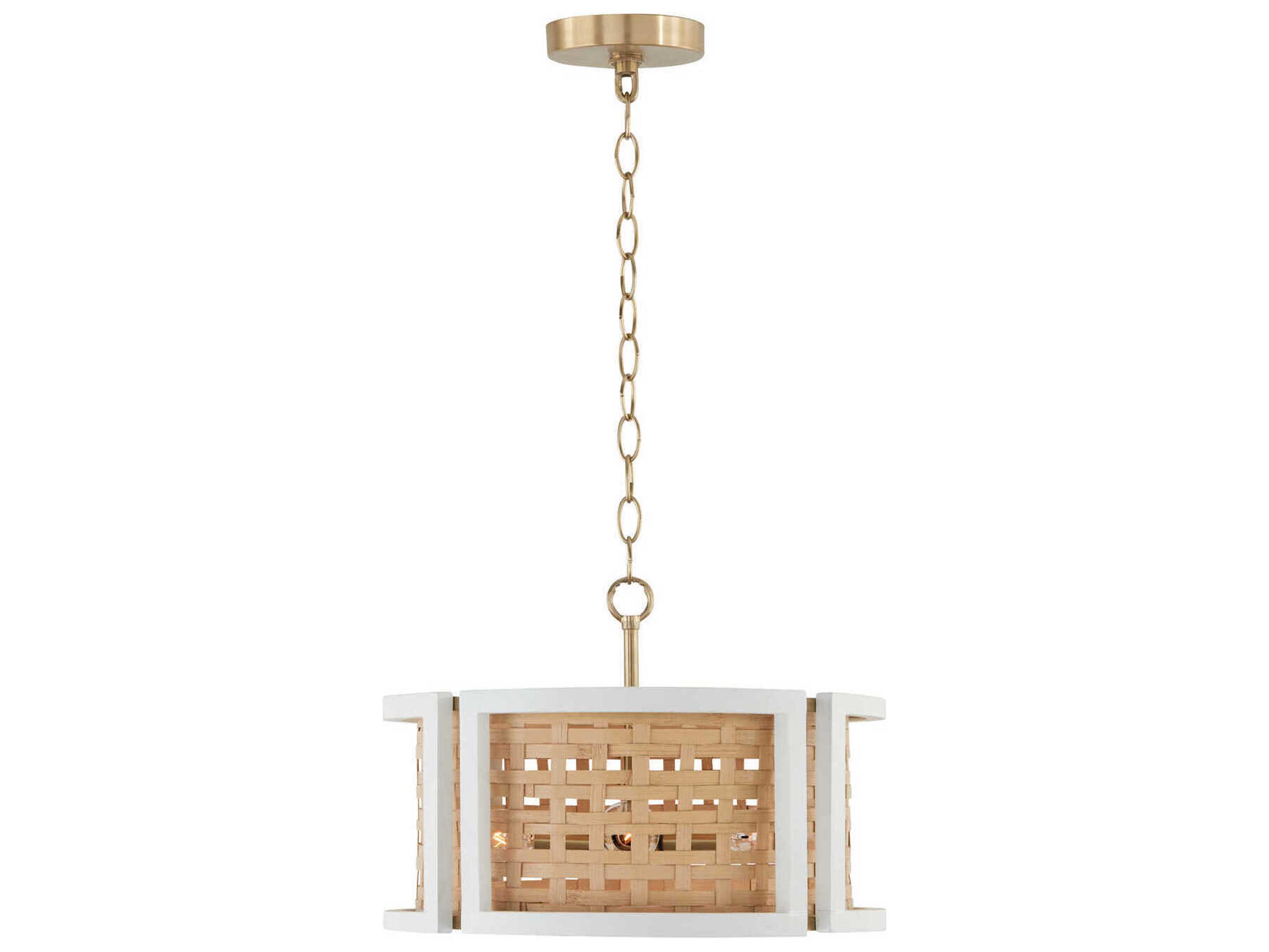 Capital Lighting Lola 4-Light Flat White And Matte Brass Drum Pendant