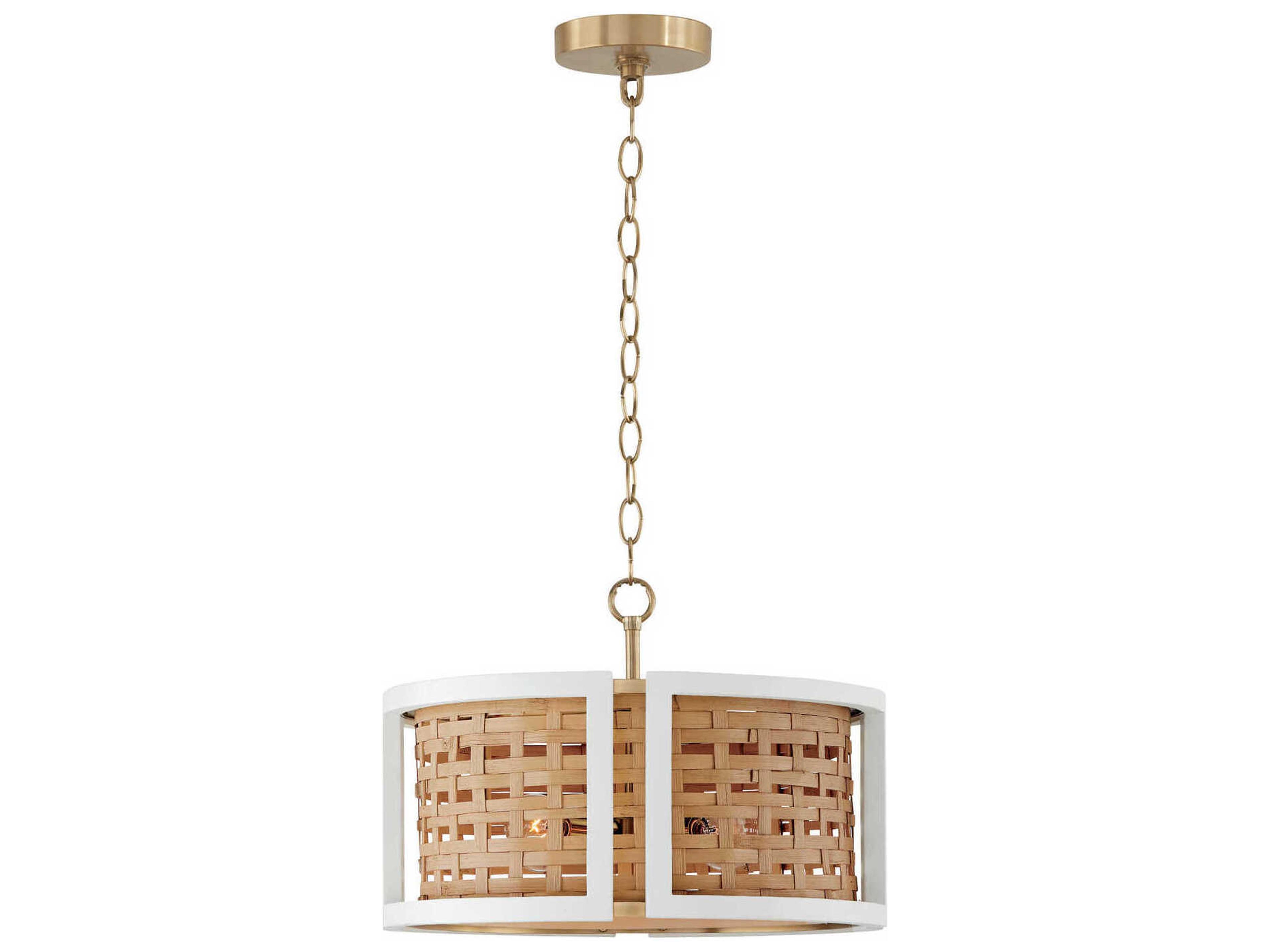 Capital Lighting Lola 4-Light Flat White And Matte Brass Drum Pendant