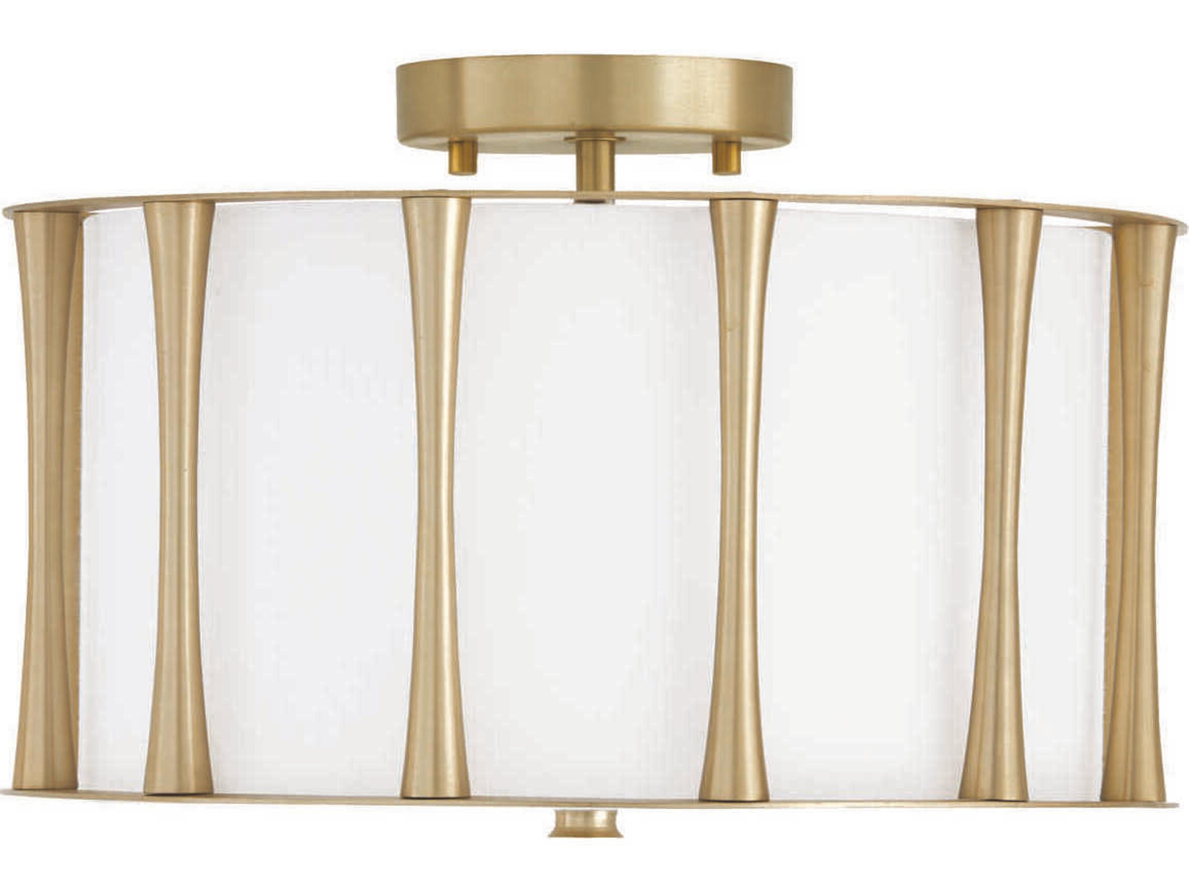 Bodie 3-Light Matte Brass Drum Semi Flush Mount