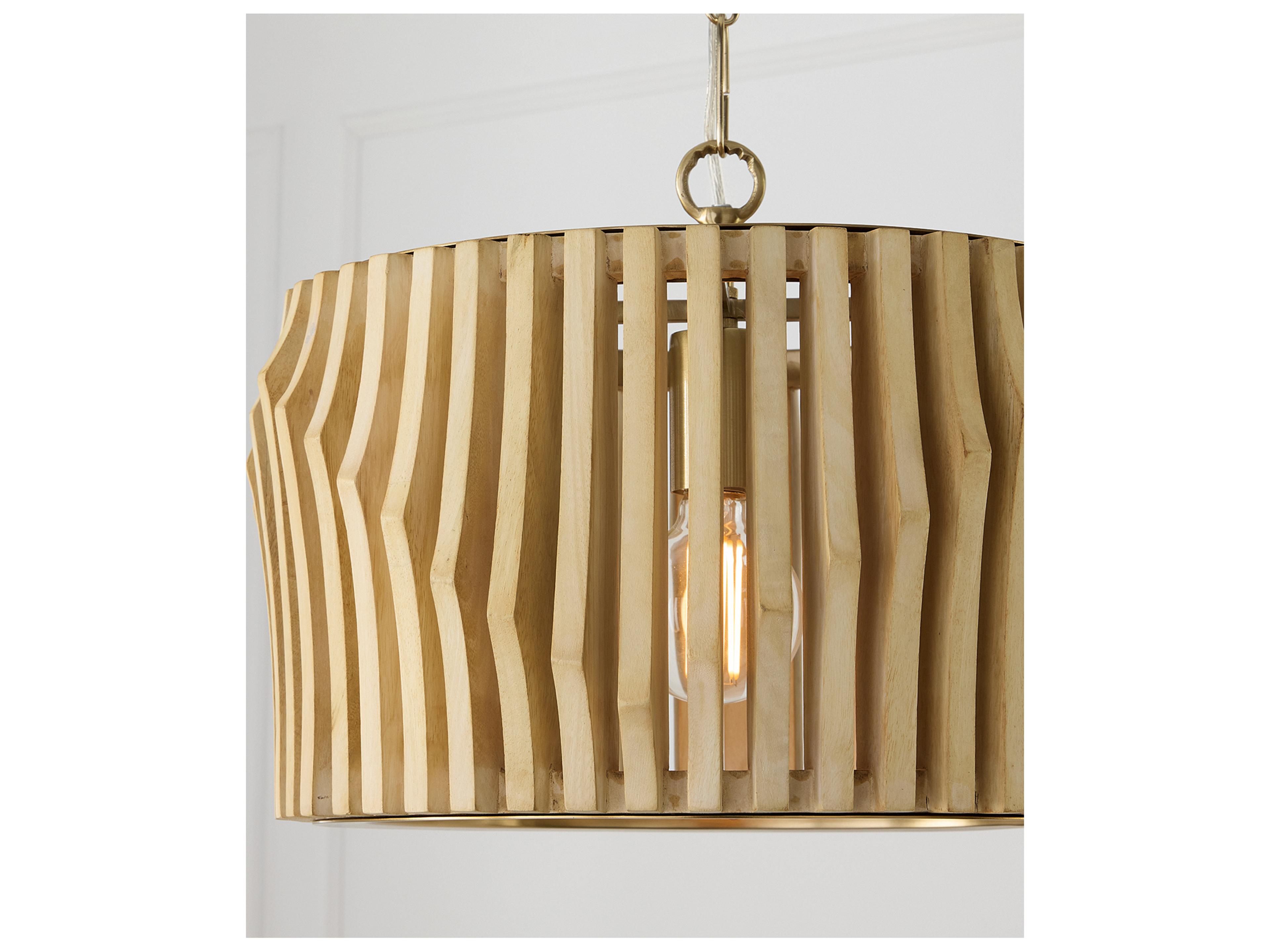 Capital Lighting Archer 1-light Blonde Wood And Matte Brass Drum Semi Flush Mount
