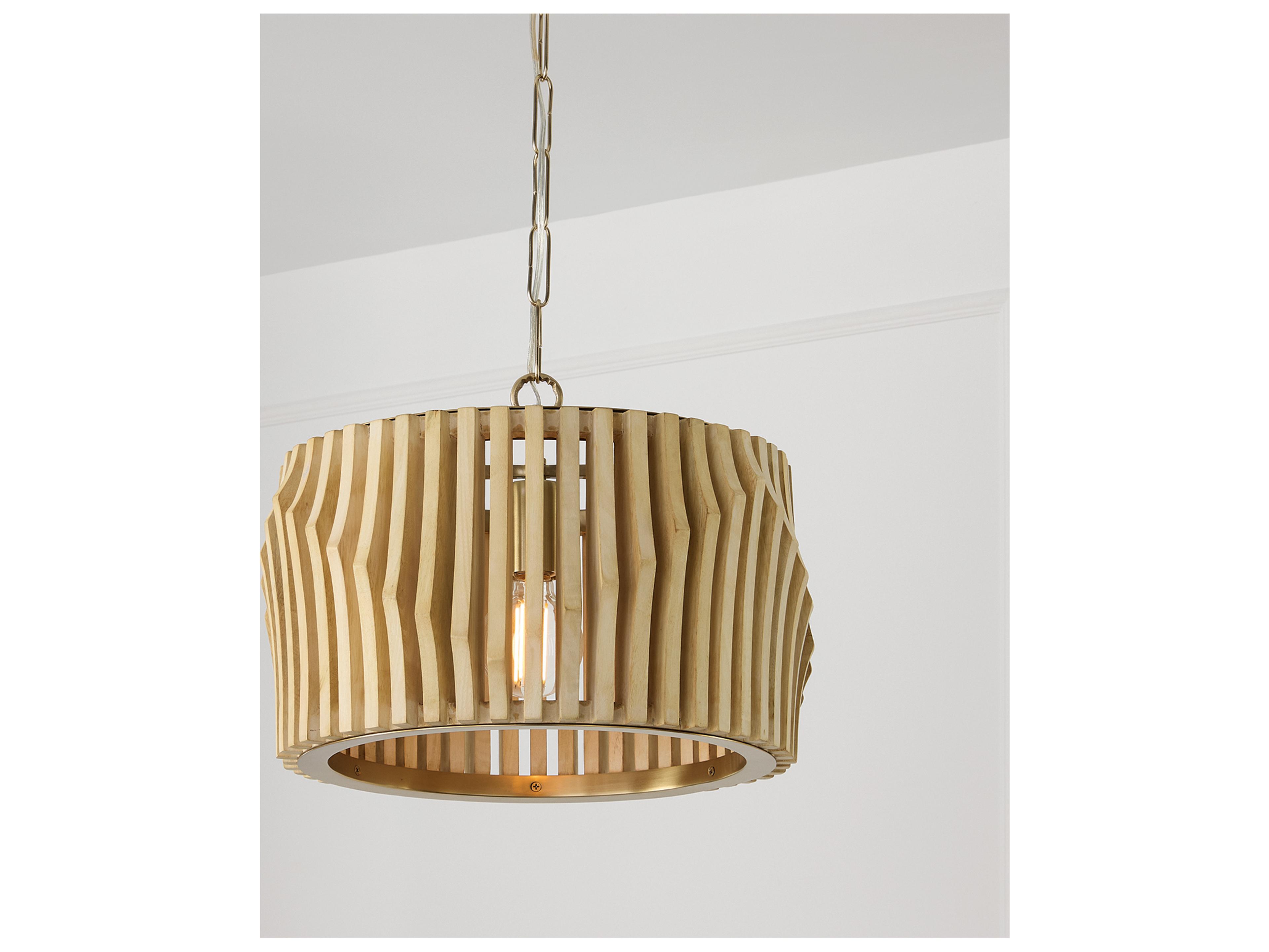 Capital Lighting Archer 1-light Blonde Wood And Matte Brass Drum Semi Flush Mount