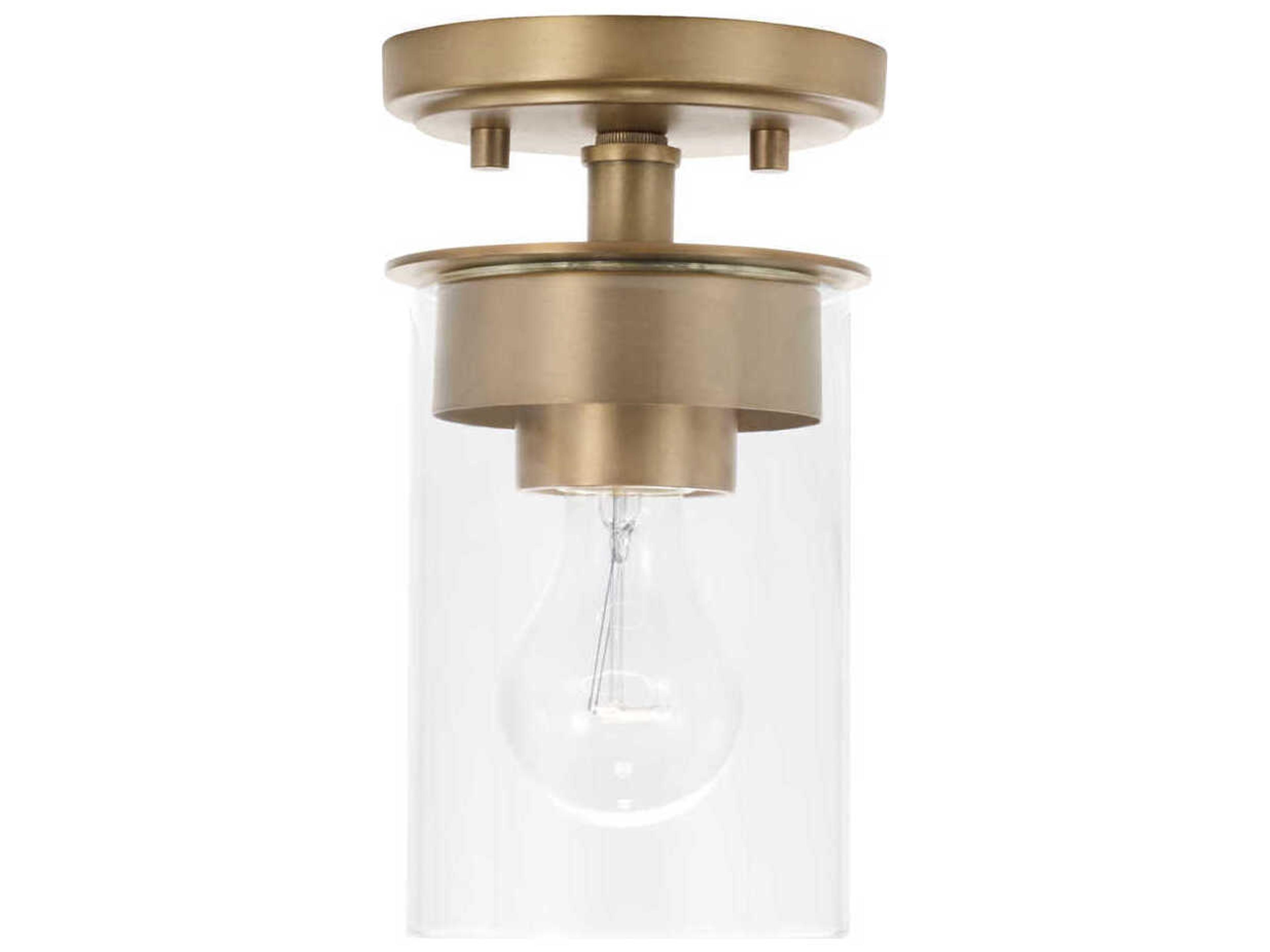 Mason 1-Light Aged Brass Glass Cylinder Mini Pendant