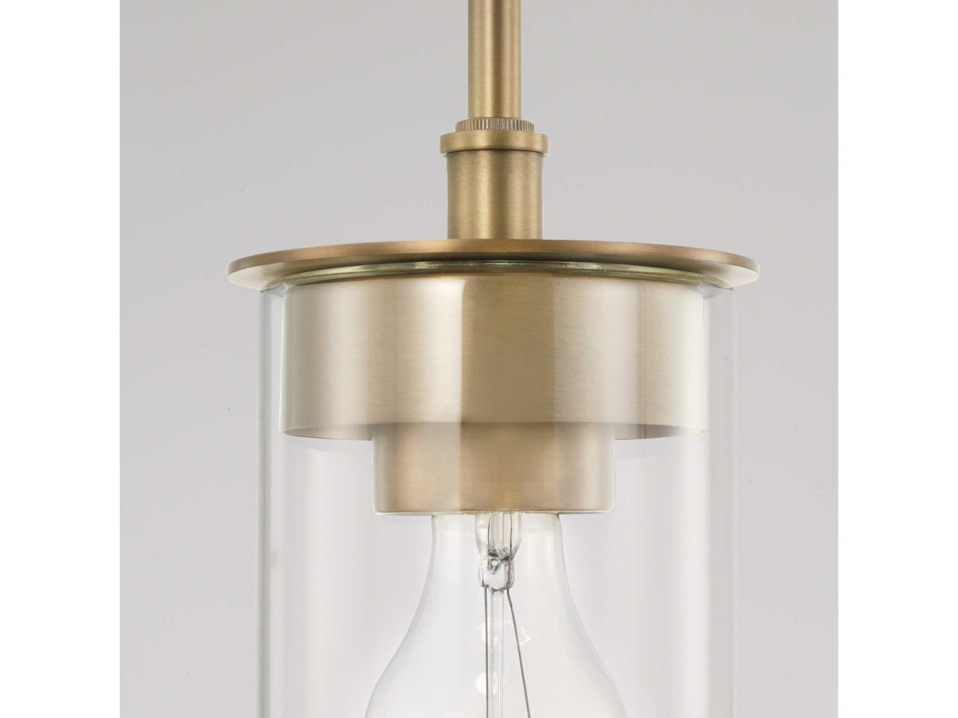 Capital Lighting Mason 1-Light Aged Brass Glass Cylinder Mini Pendant