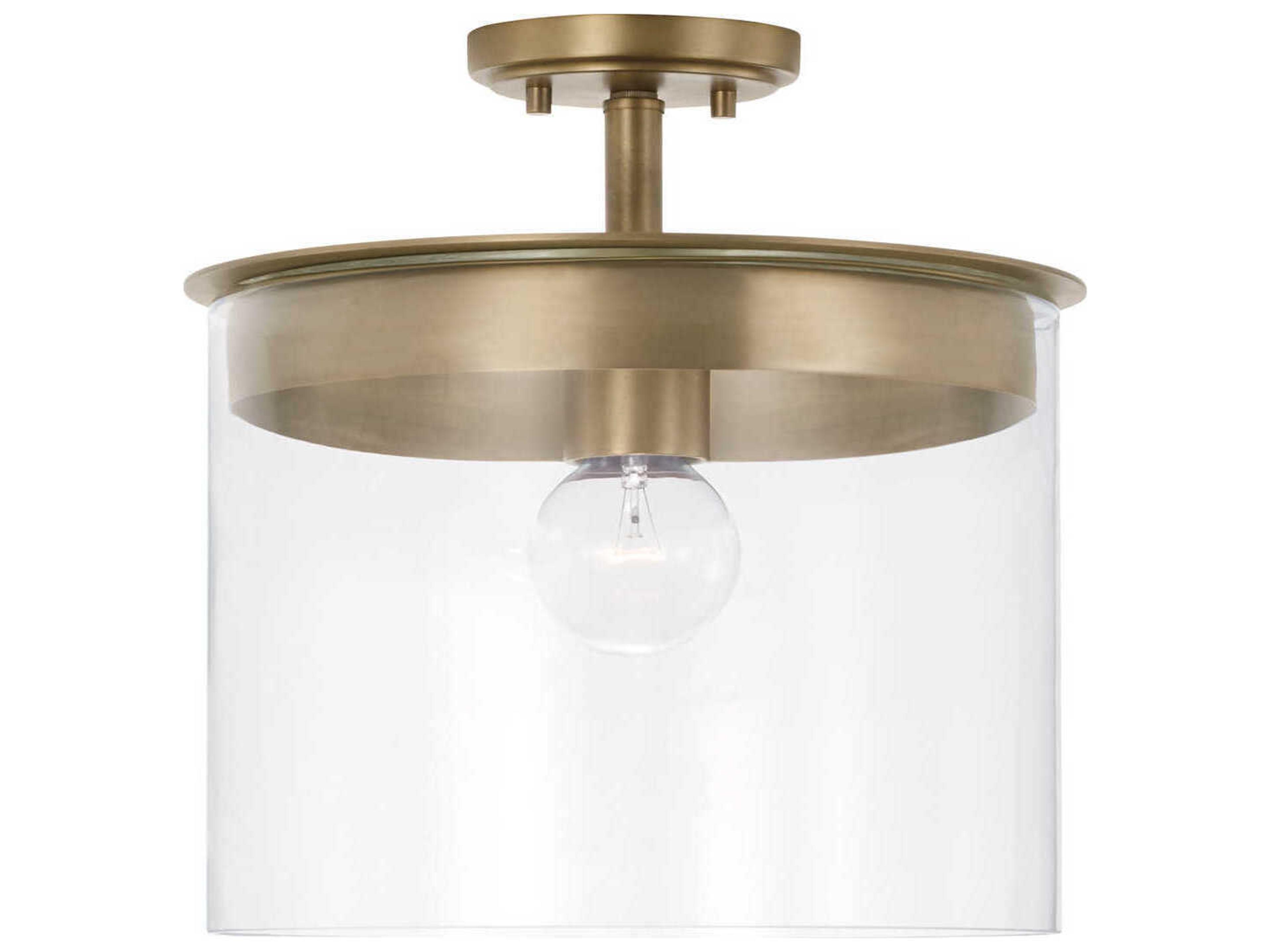 Mason 1-Light Aged Brass Glass Pendant