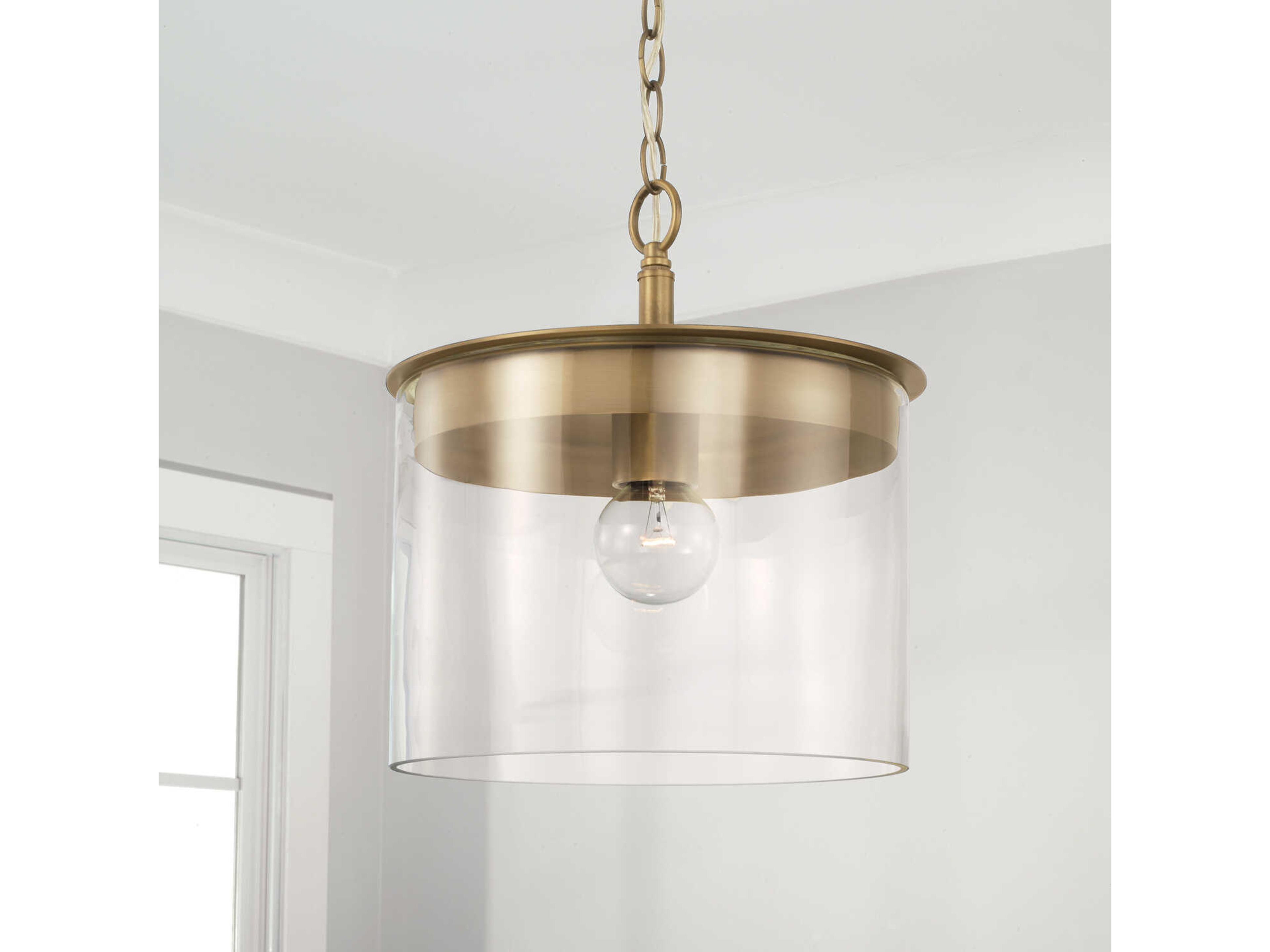 Capital Lighting Mason 1-Light Aged Brass Glass Pendant