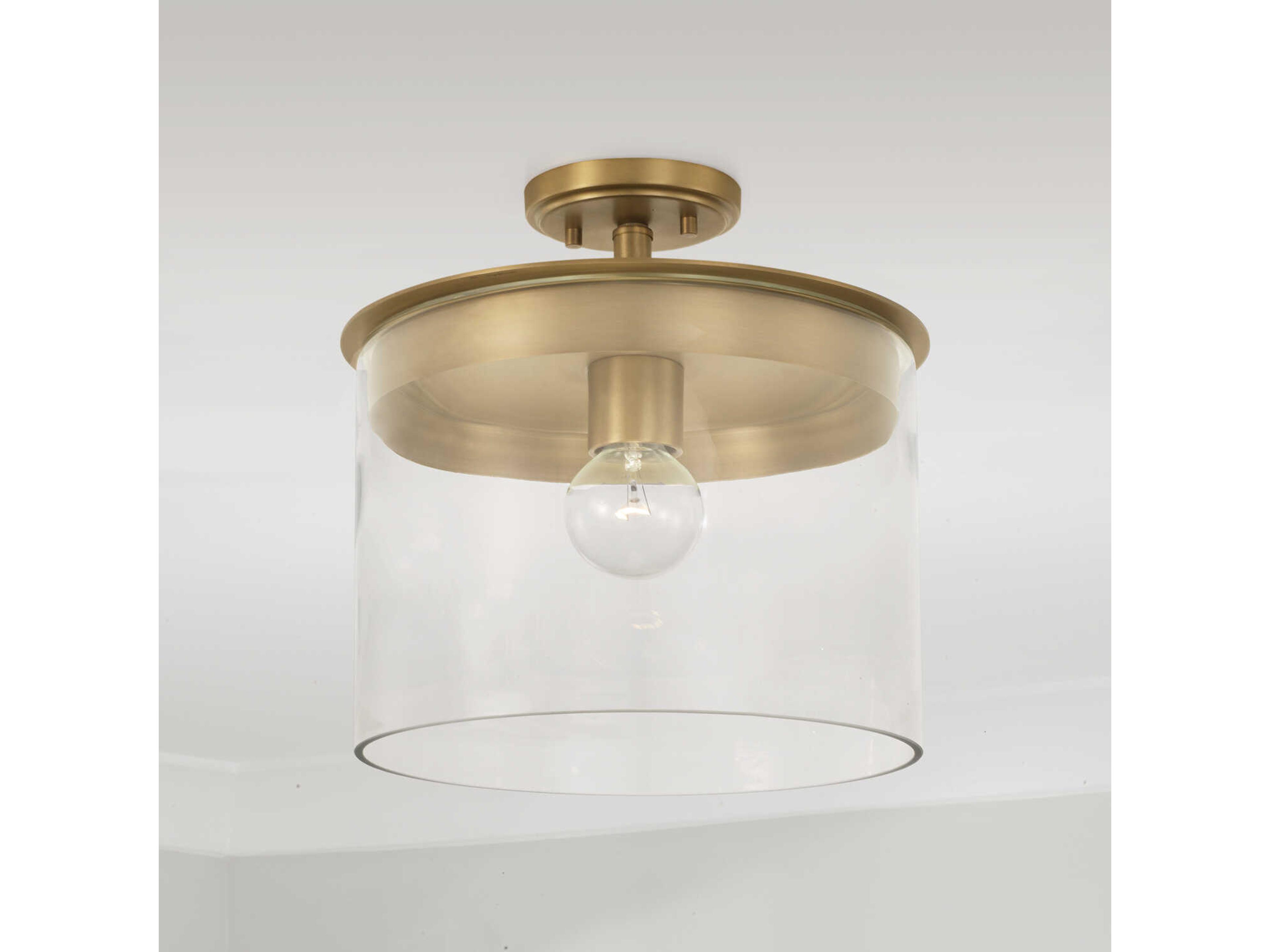 Capital Lighting Mason 1-Light Aged Brass Glass Pendant