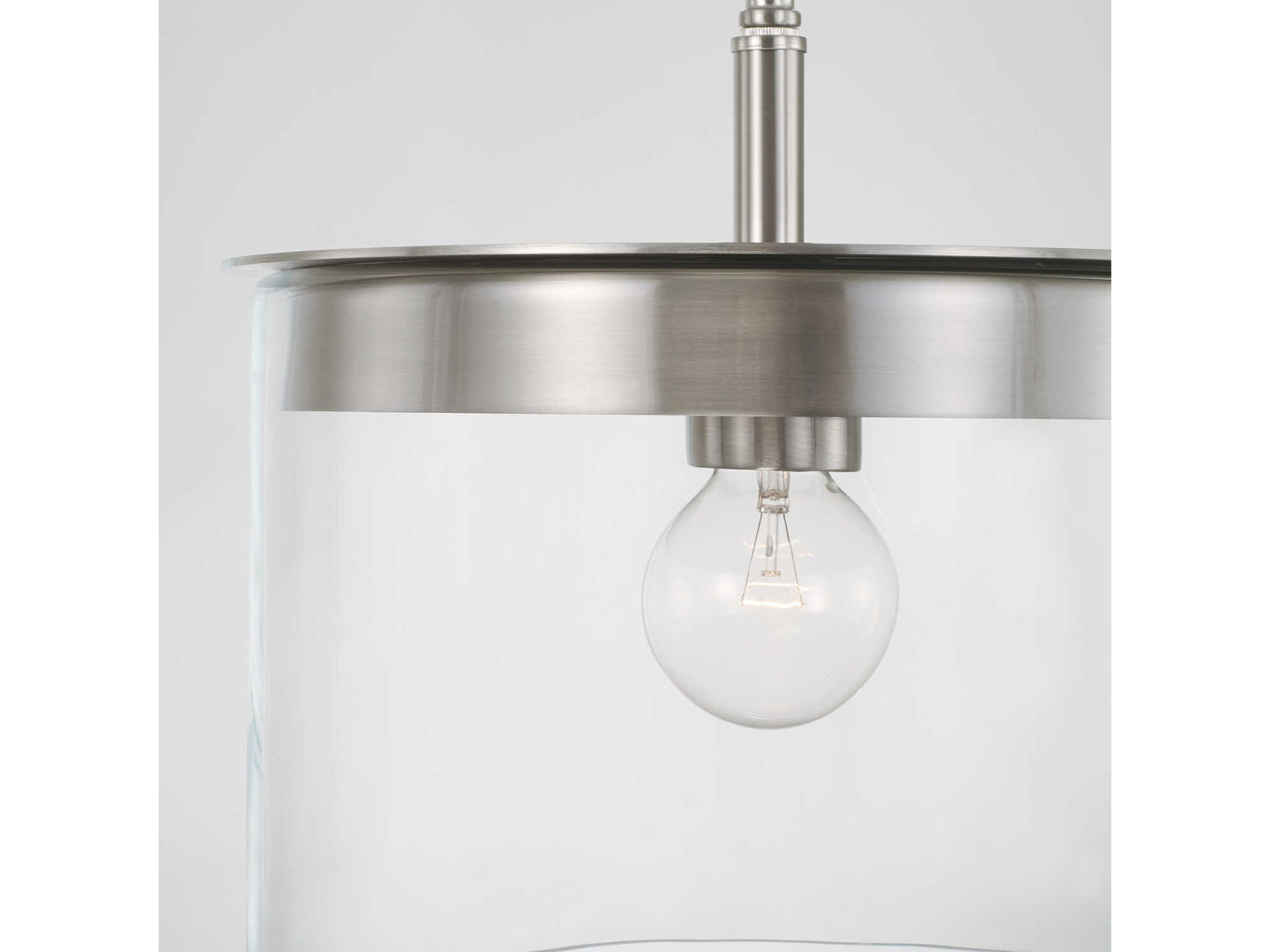 Capital Lighting Mason 1-Light Brushed Nickel Glass Drum Pendant