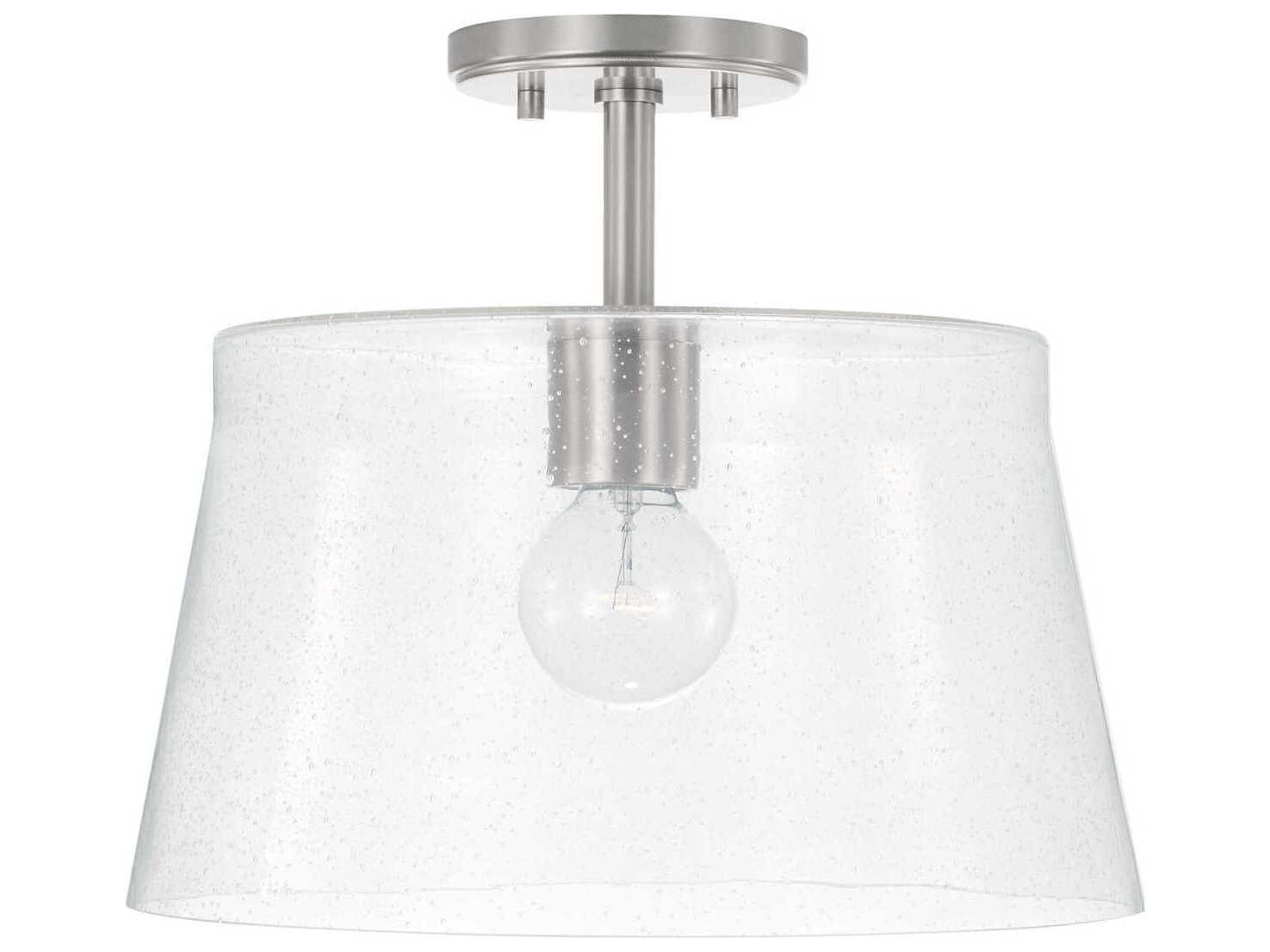 Baker 1-Light Brushed Nickel Glass Empire Pendant