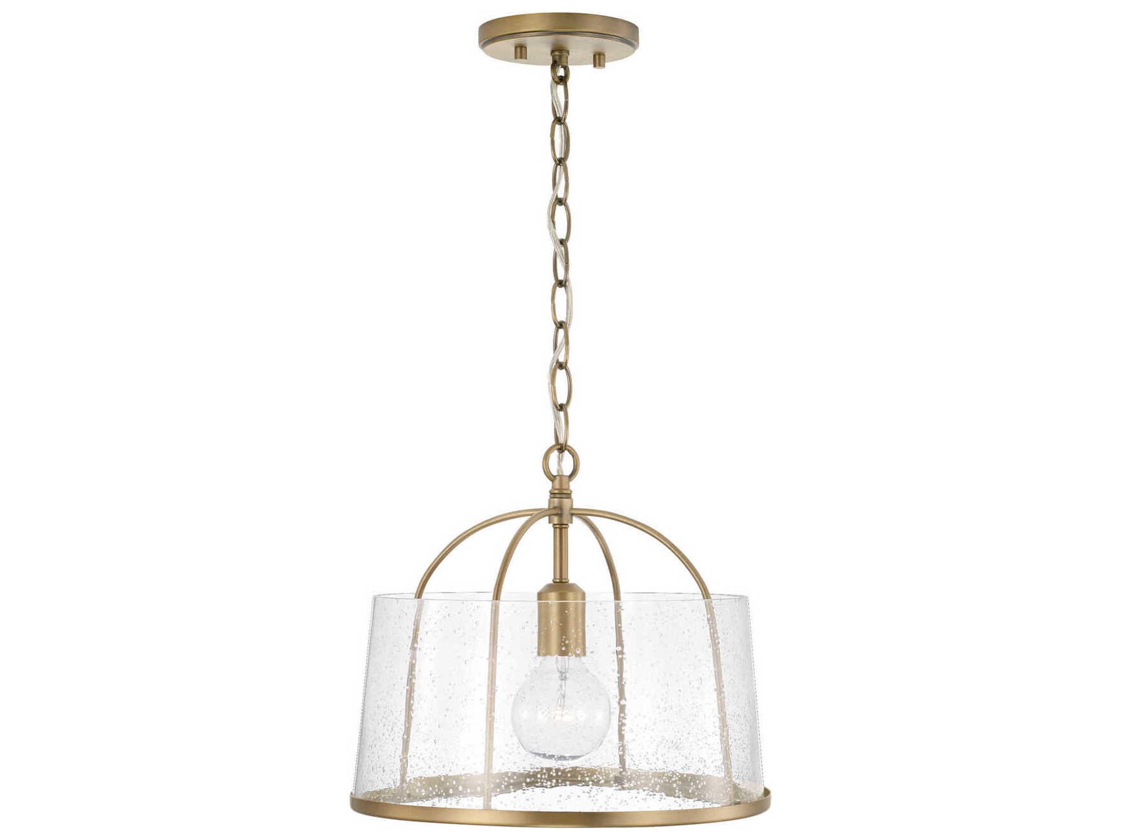 Capital Lighting Madison 1-Light Aged Brass Glass Empire Pendant