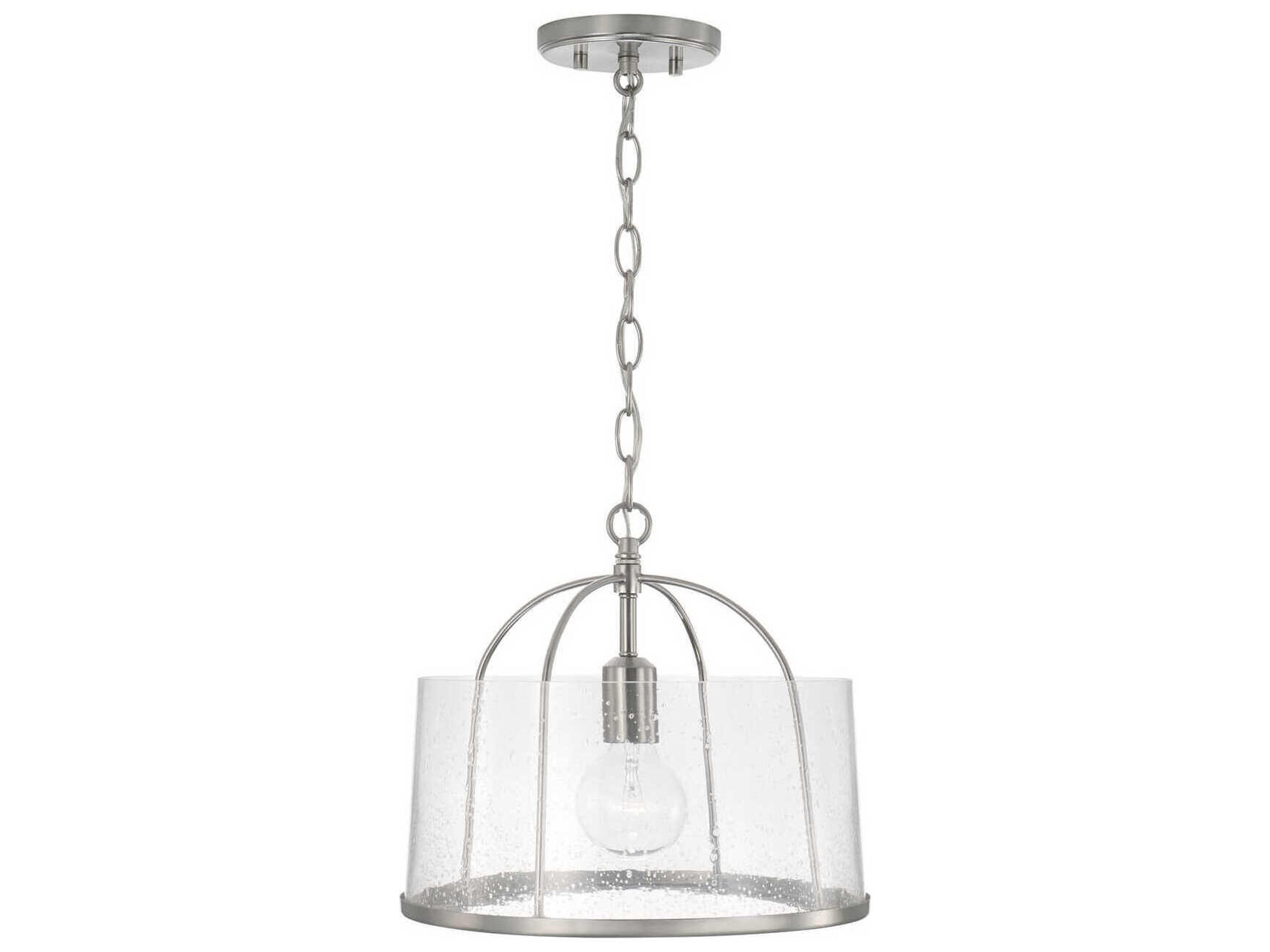 Capital Lighting Madison 1-Light Brushed Nickel Glass Empire Pendant