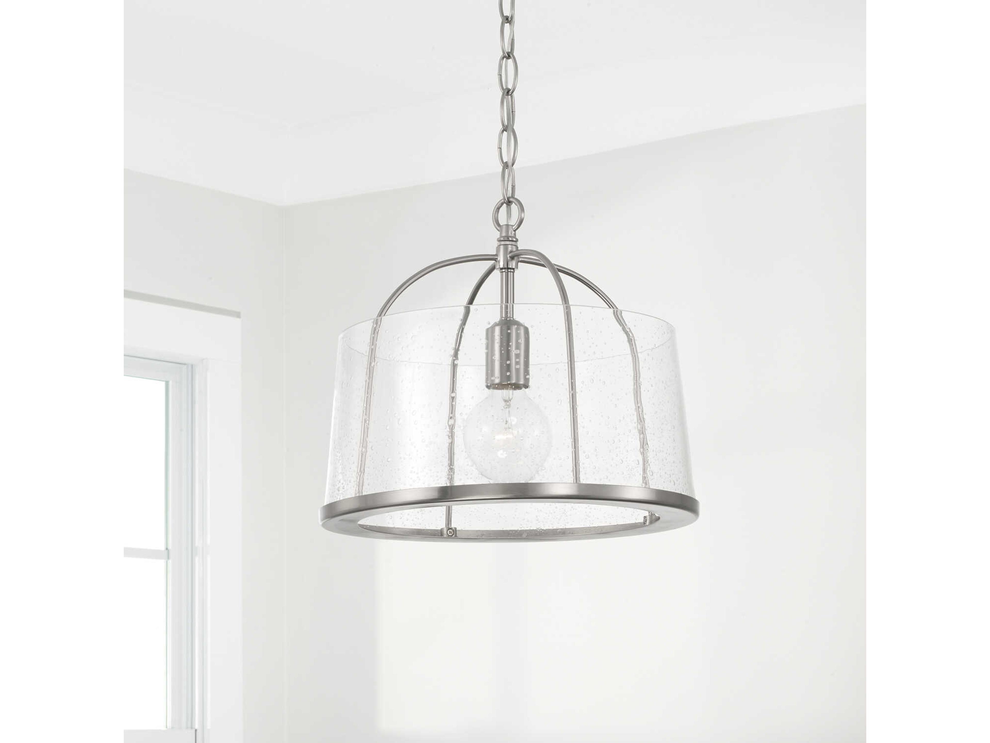Capital Lighting Madison 1-Light Brushed Nickel Glass Empire Pendant