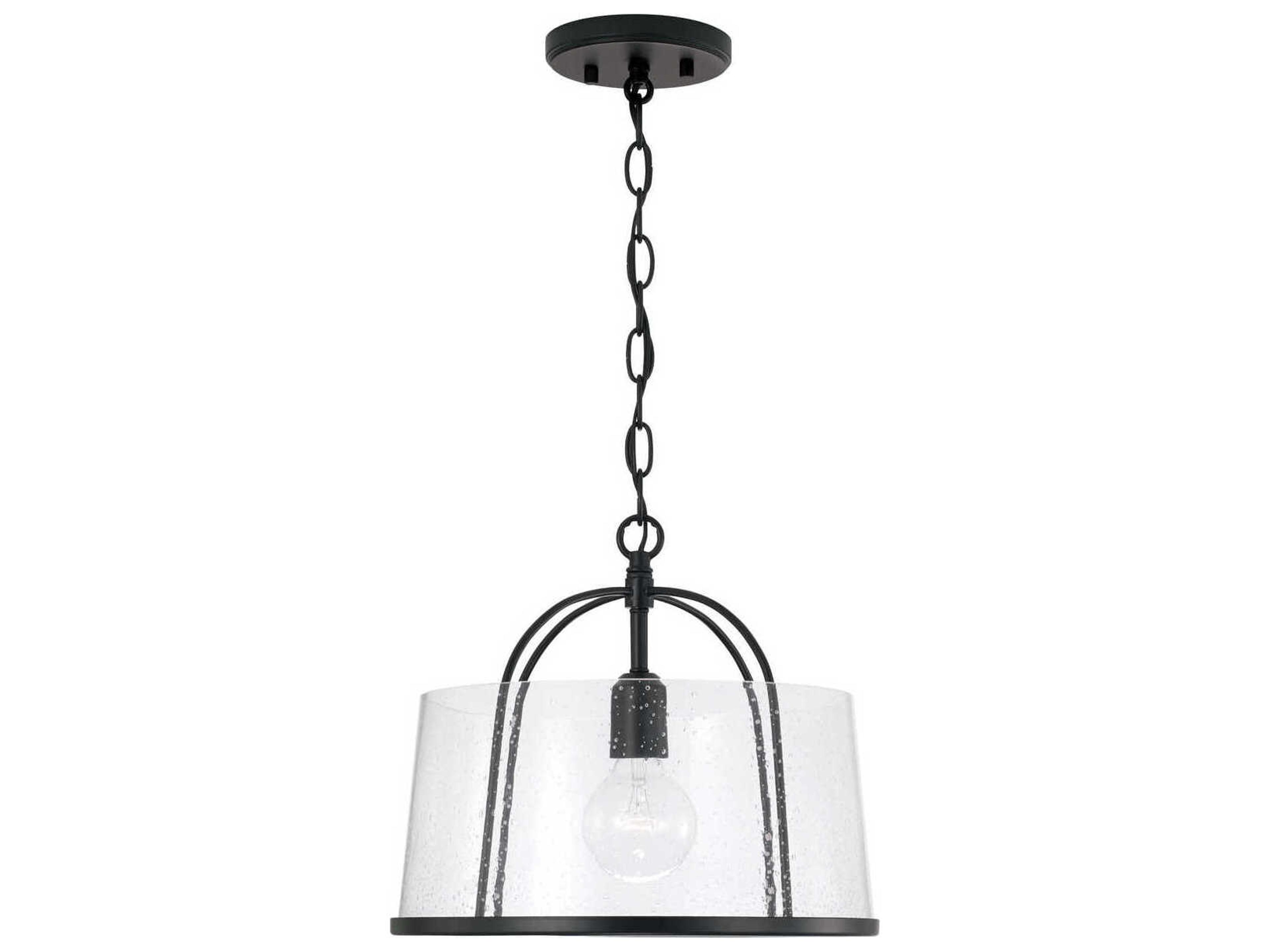 Capital Lighting Madison 1-Light Matte Black Glass Empire Pendant