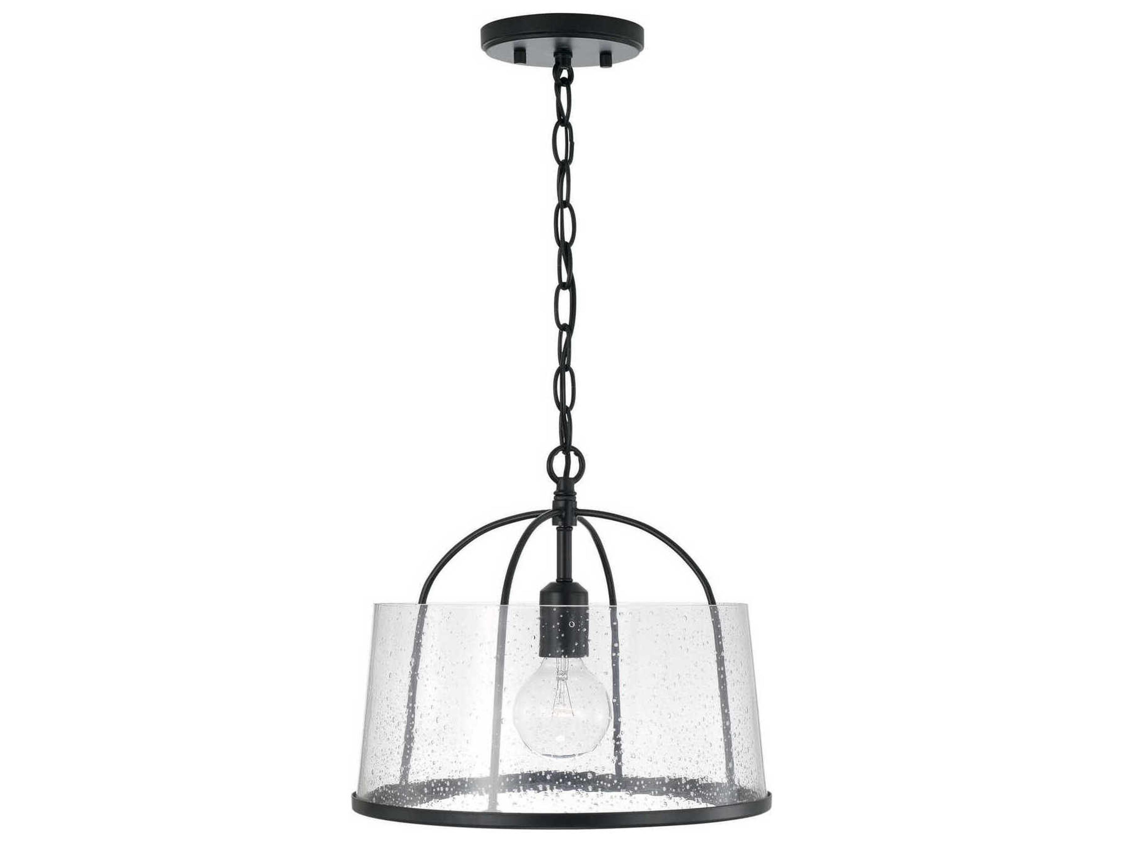 Capital Lighting Madison 1-Light Matte Black Glass Empire Pendant