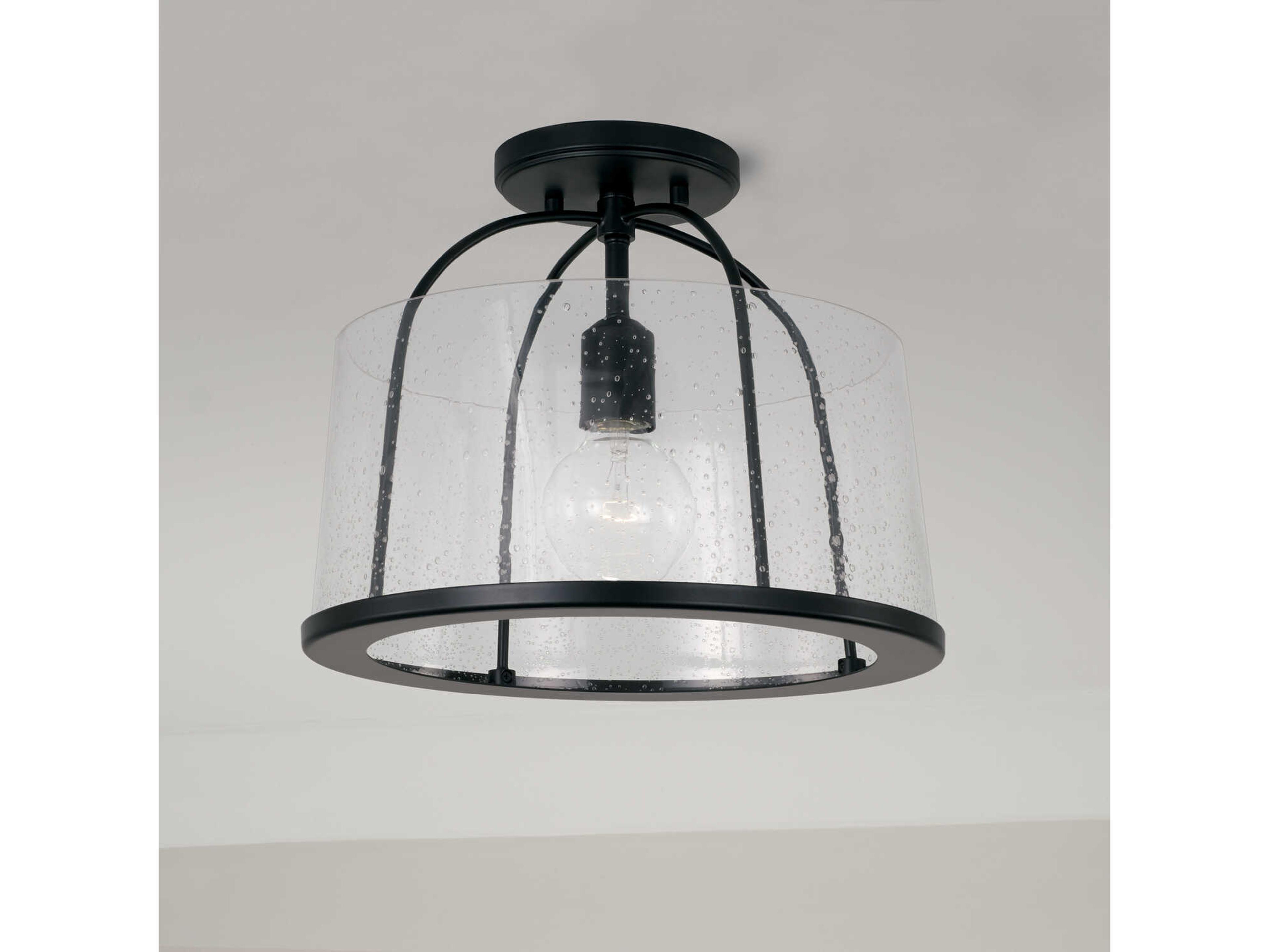 Capital Lighting Madison 1-Light Matte Black Glass Empire Pendant