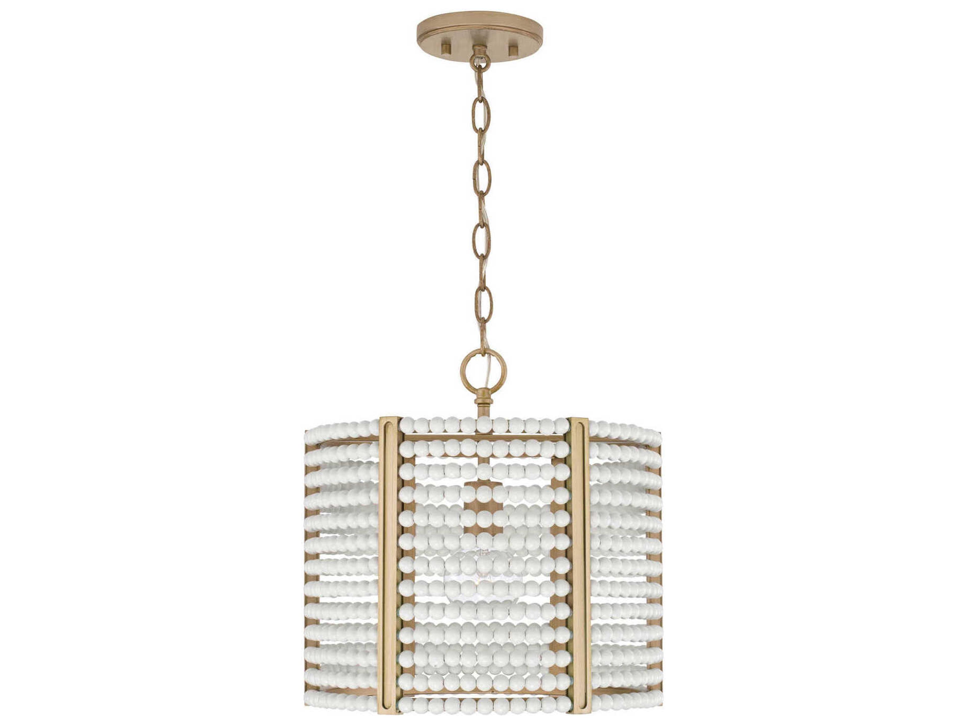 Capital Lighting Brynn 1-Light Aged Brass Painted White Drum Pendant