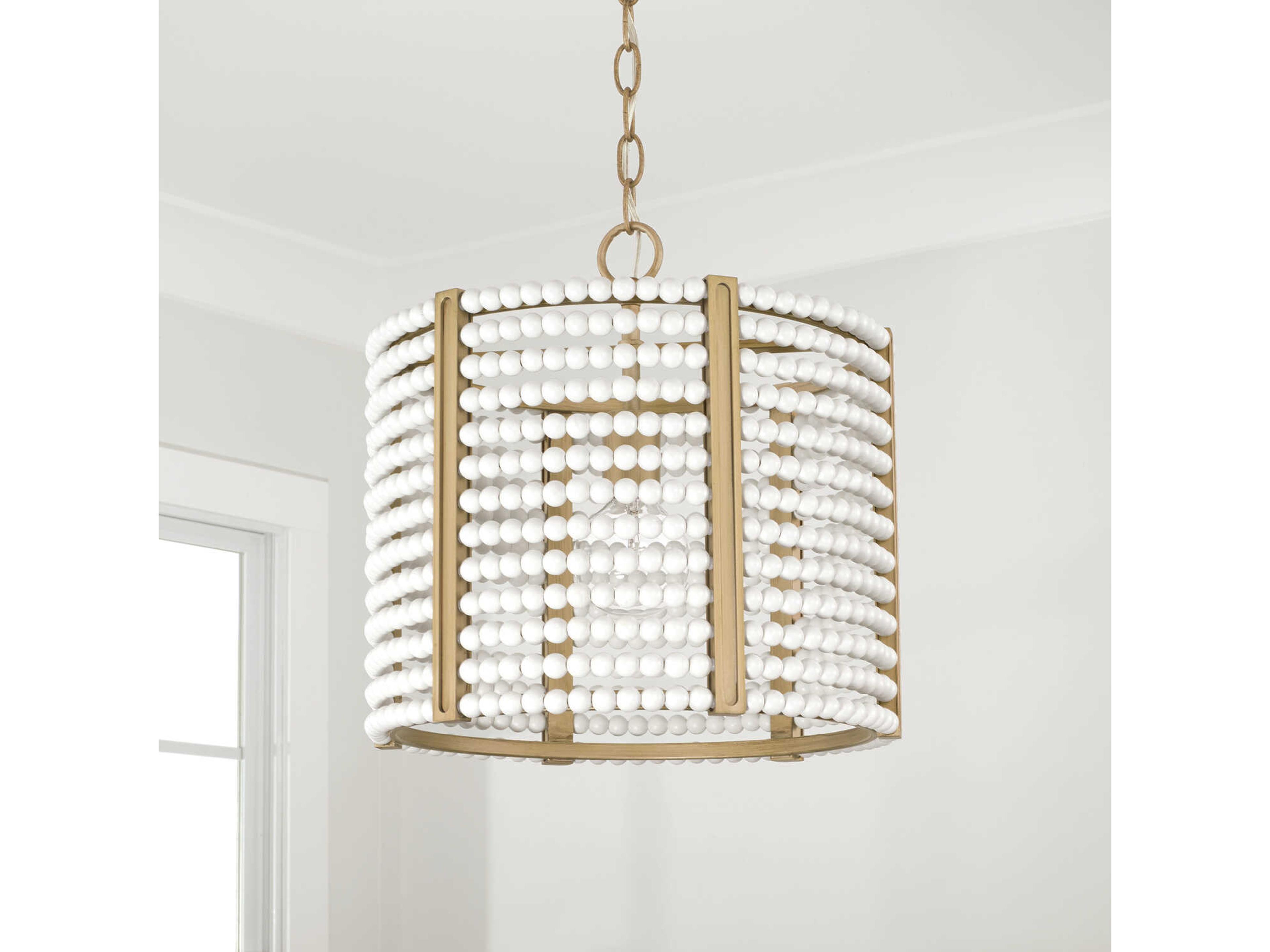 Capital Lighting Brynn 1-Light Aged Brass Painted White Drum Pendant