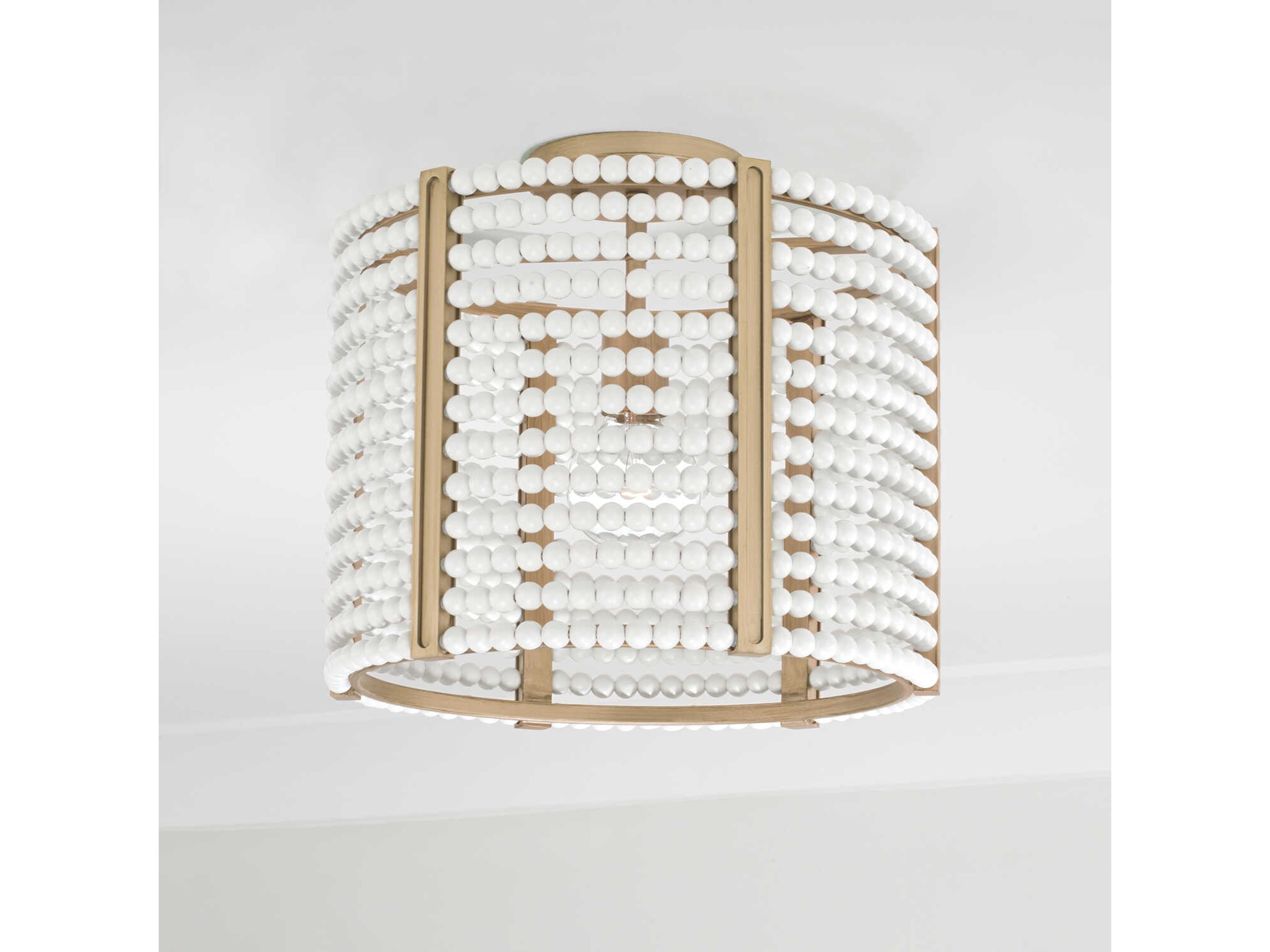 Capital Lighting Brynn 1-Light Aged Brass Painted White Drum Pendant