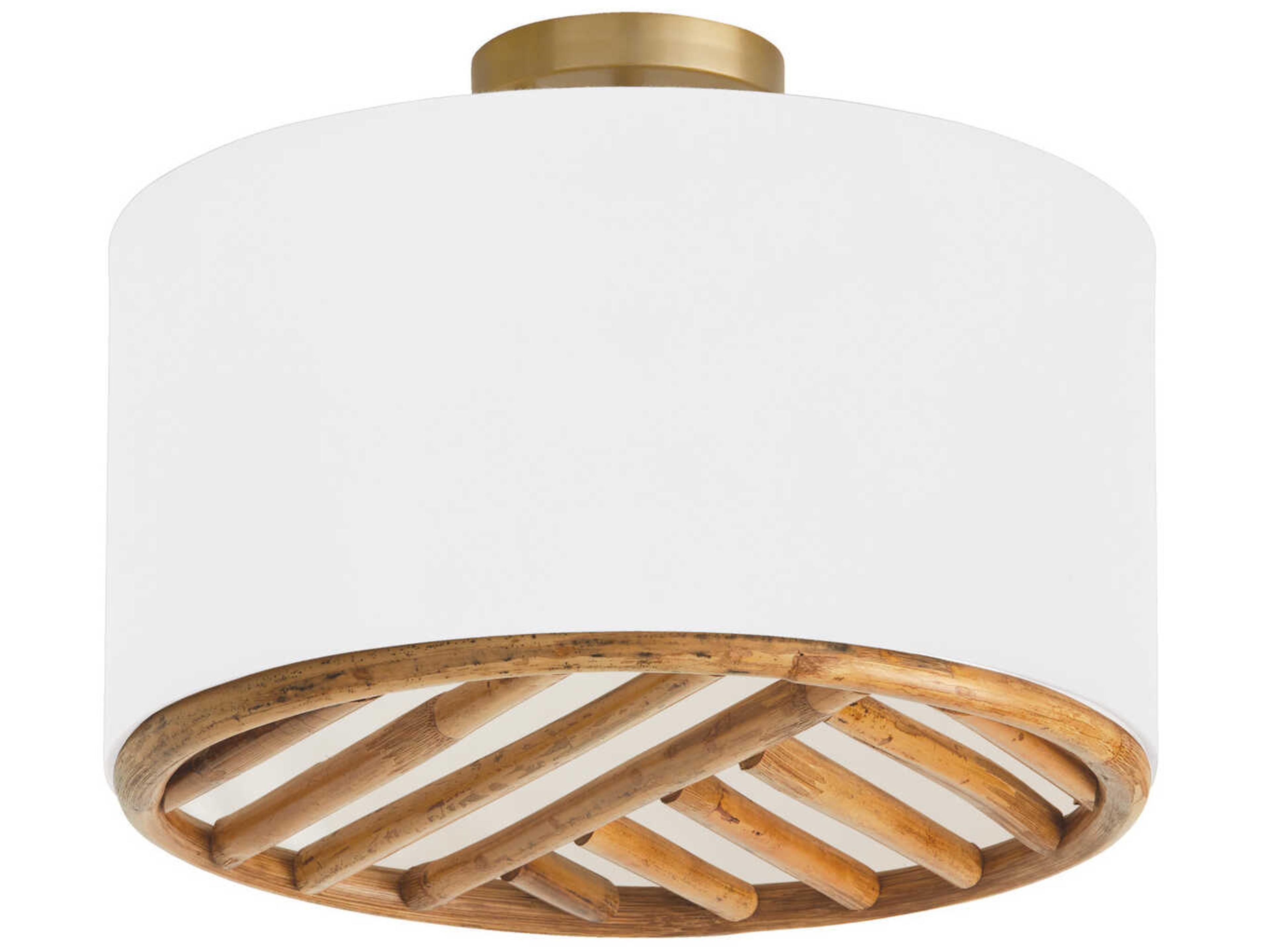 Soleil 3-Light Matte Brass Brown Drum Semi Flush Mount
