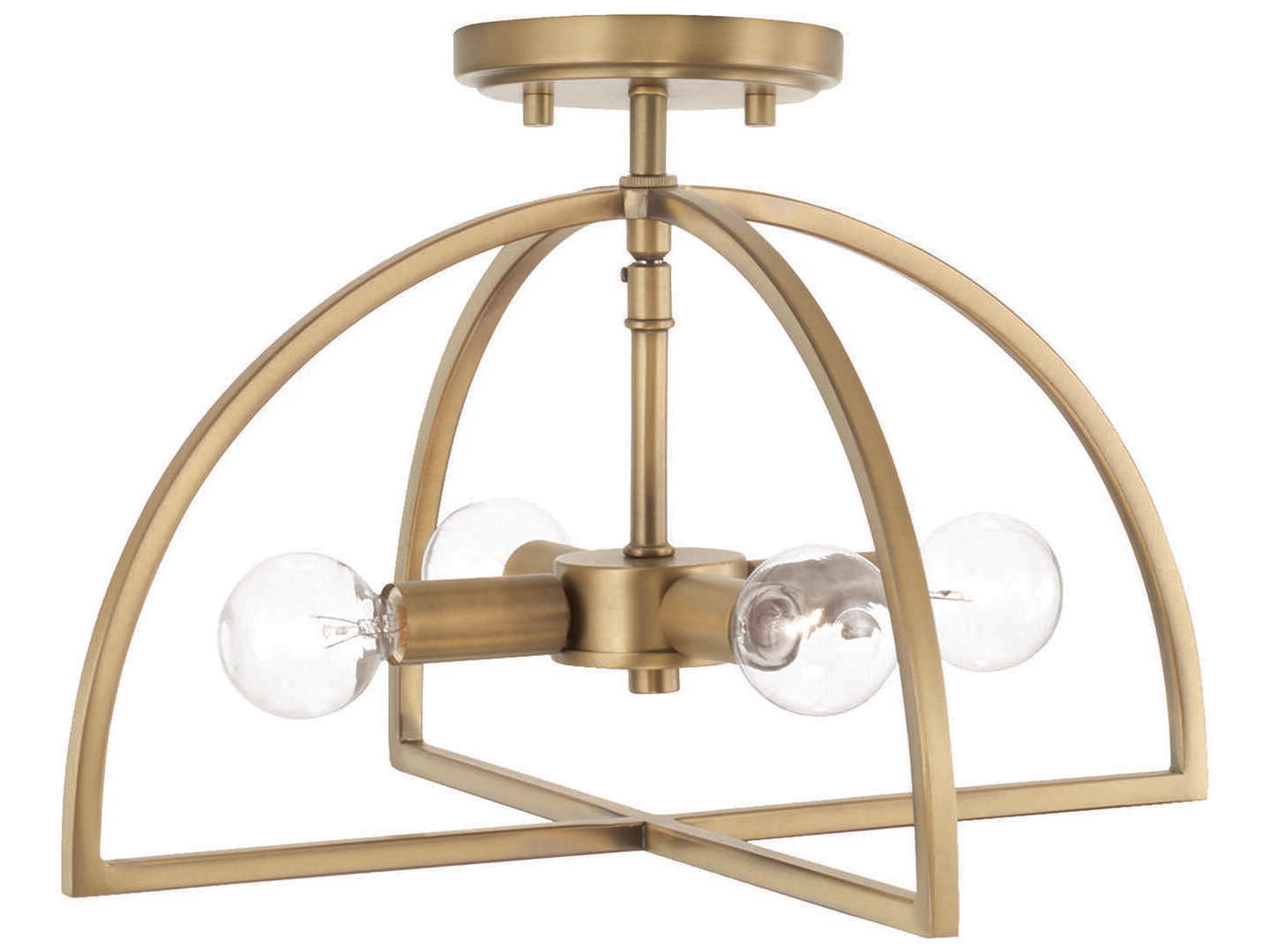 Lawson 4-Light Aged Brass Geometric Semi Flush Mount