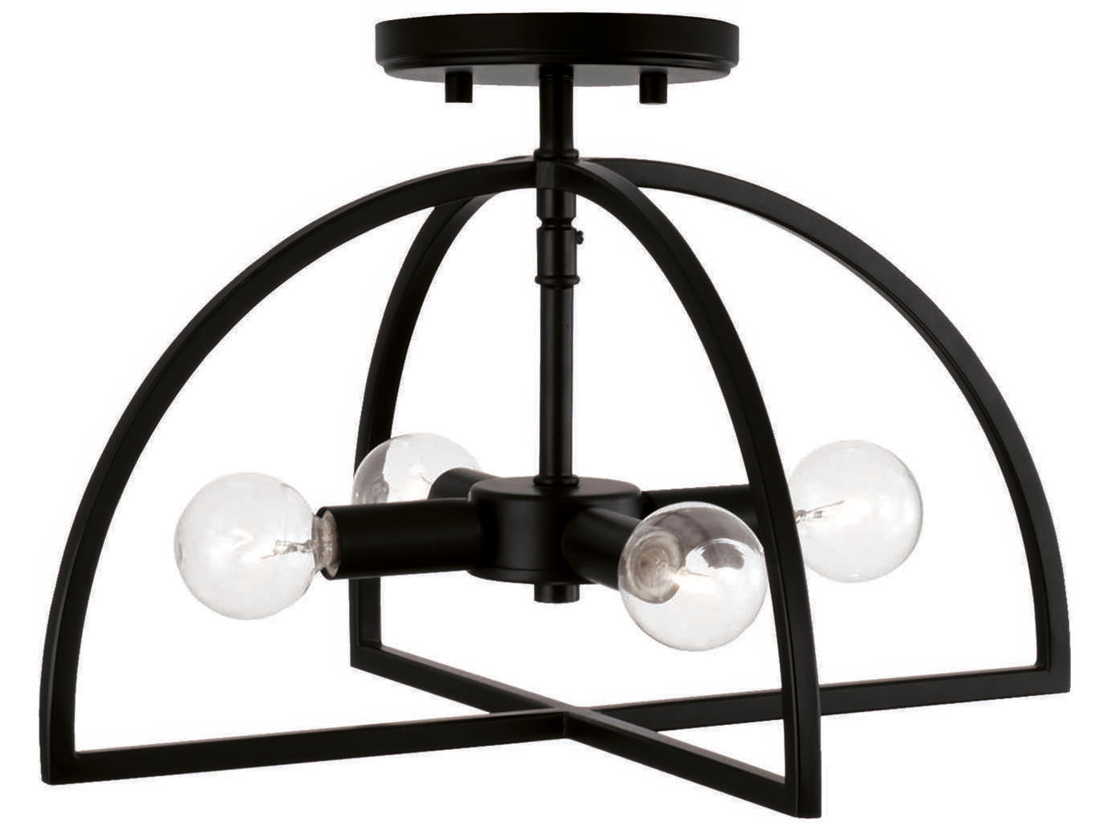 Lawson 4-Light Matte Black Geometric Semi Flush Mount