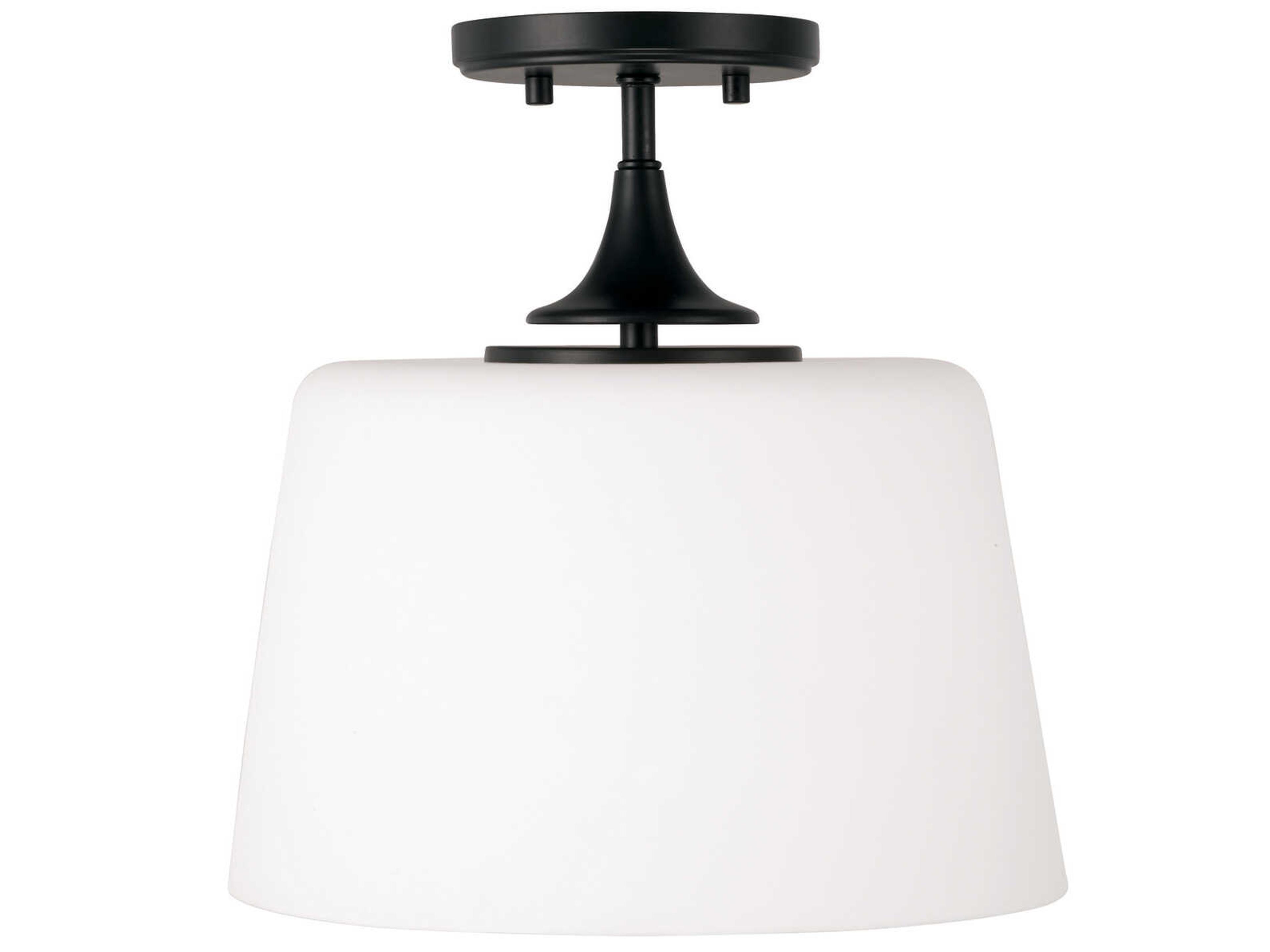 Presley 1-Light Matte Black Glass Empire Semi Flush Mount
