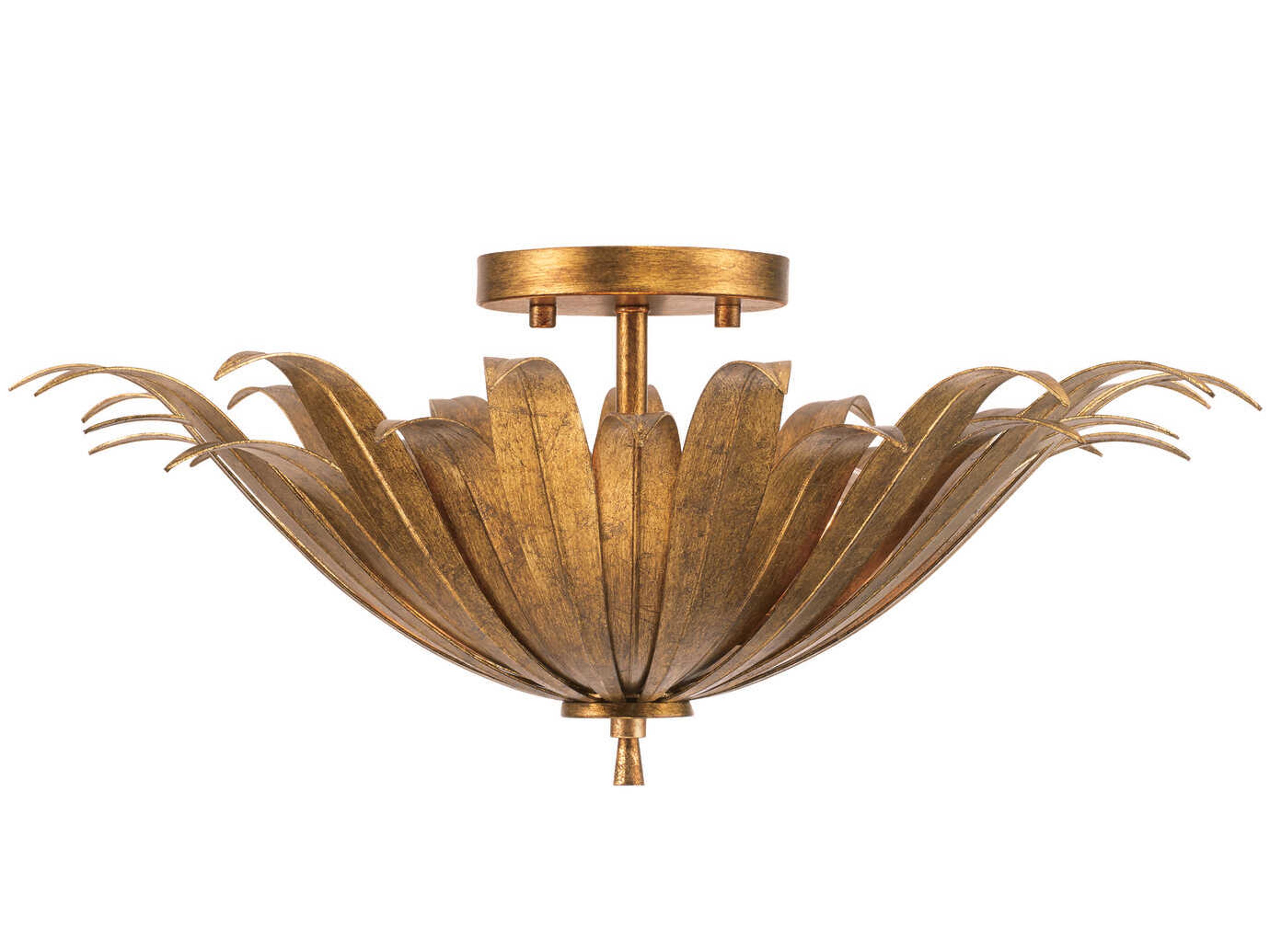 Eden 3-Light Antique Gold Bowl Semi Flush Mount