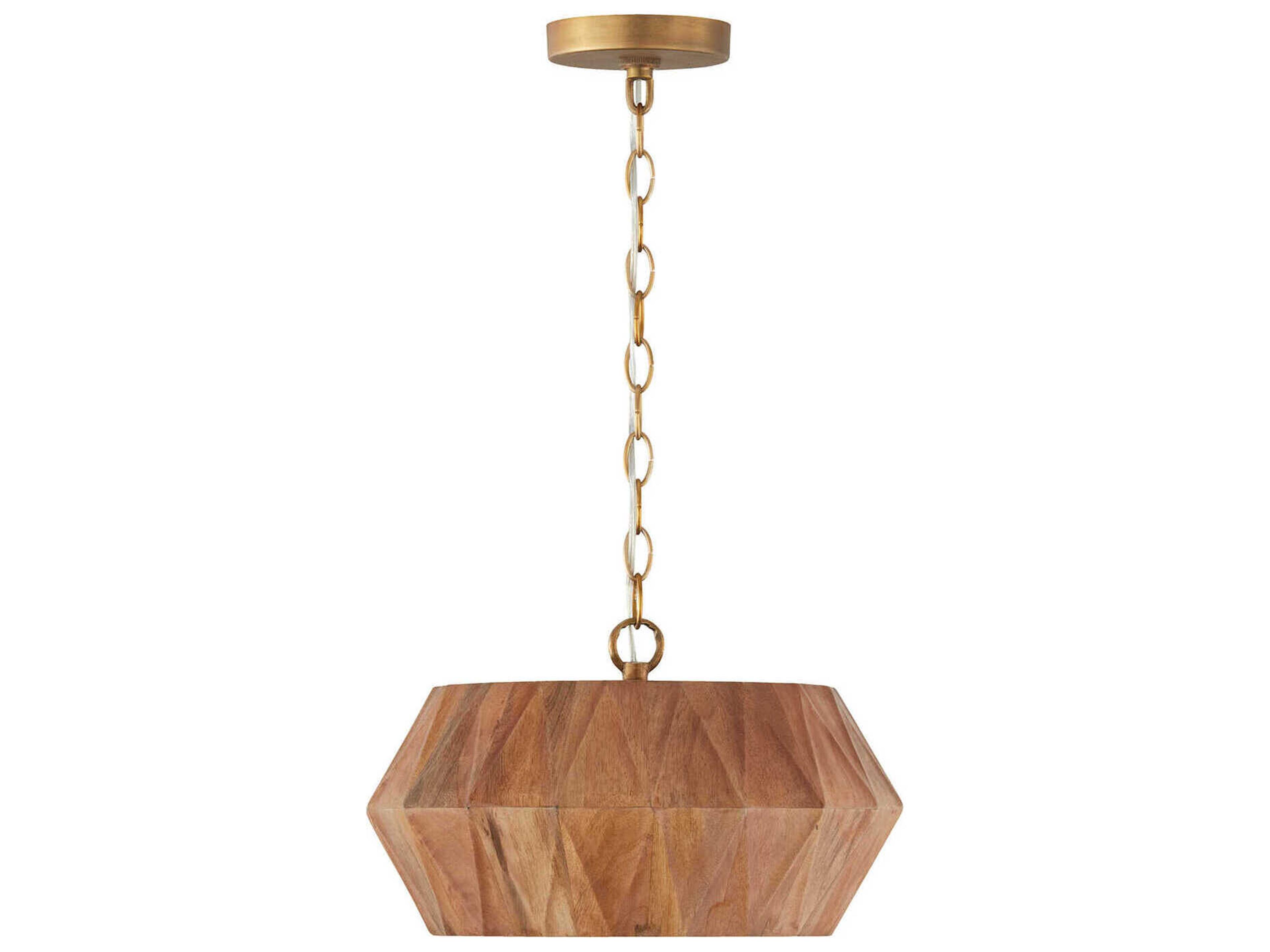 Capital Lighting Nadeau 1-Light Light Wood And Patinaed Brass Brown Semi Flush Mount
