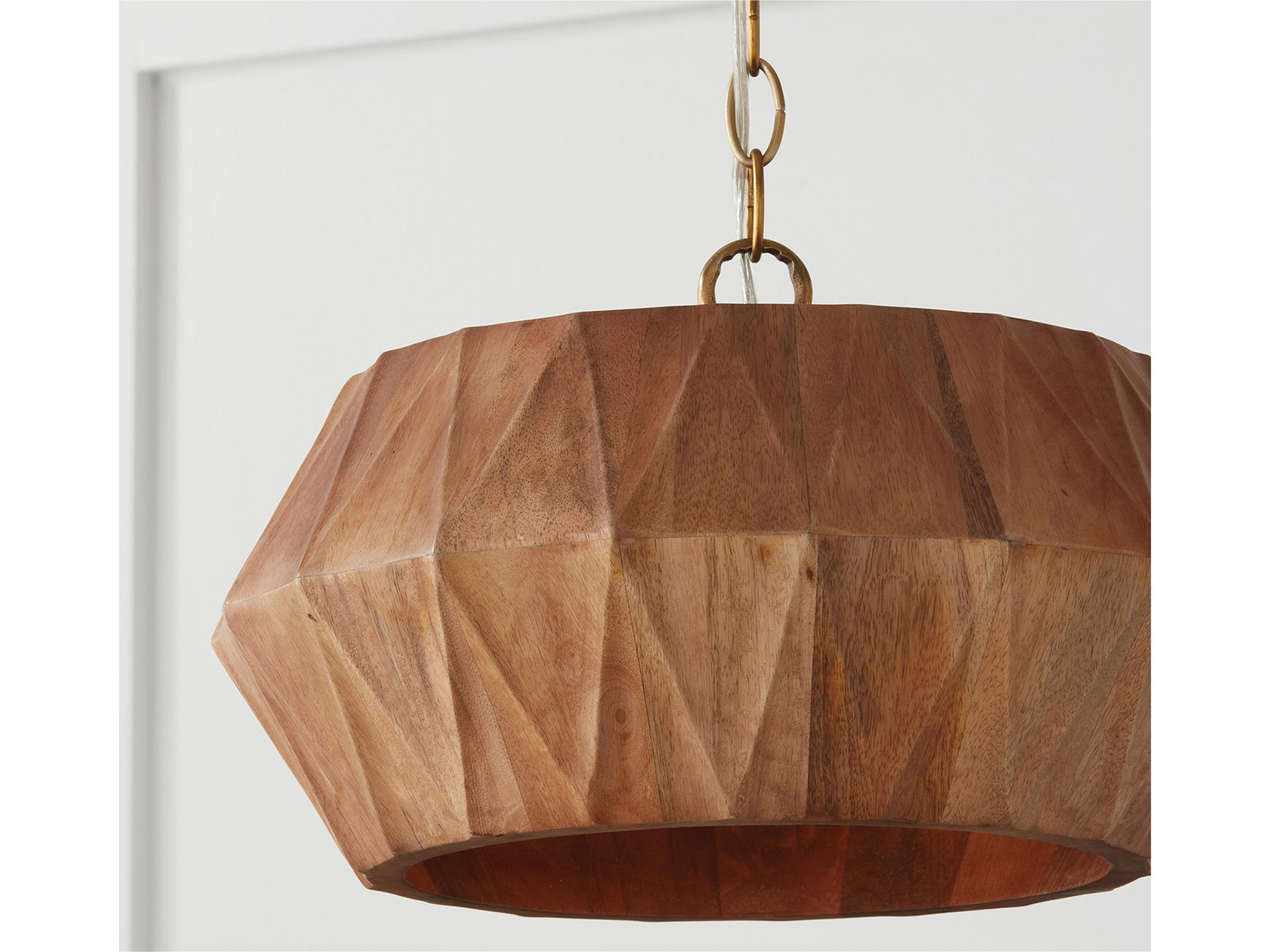 Capital Lighting Nadeau 1-Light Light Wood And Patinaed Brass Brown Semi Flush Mount