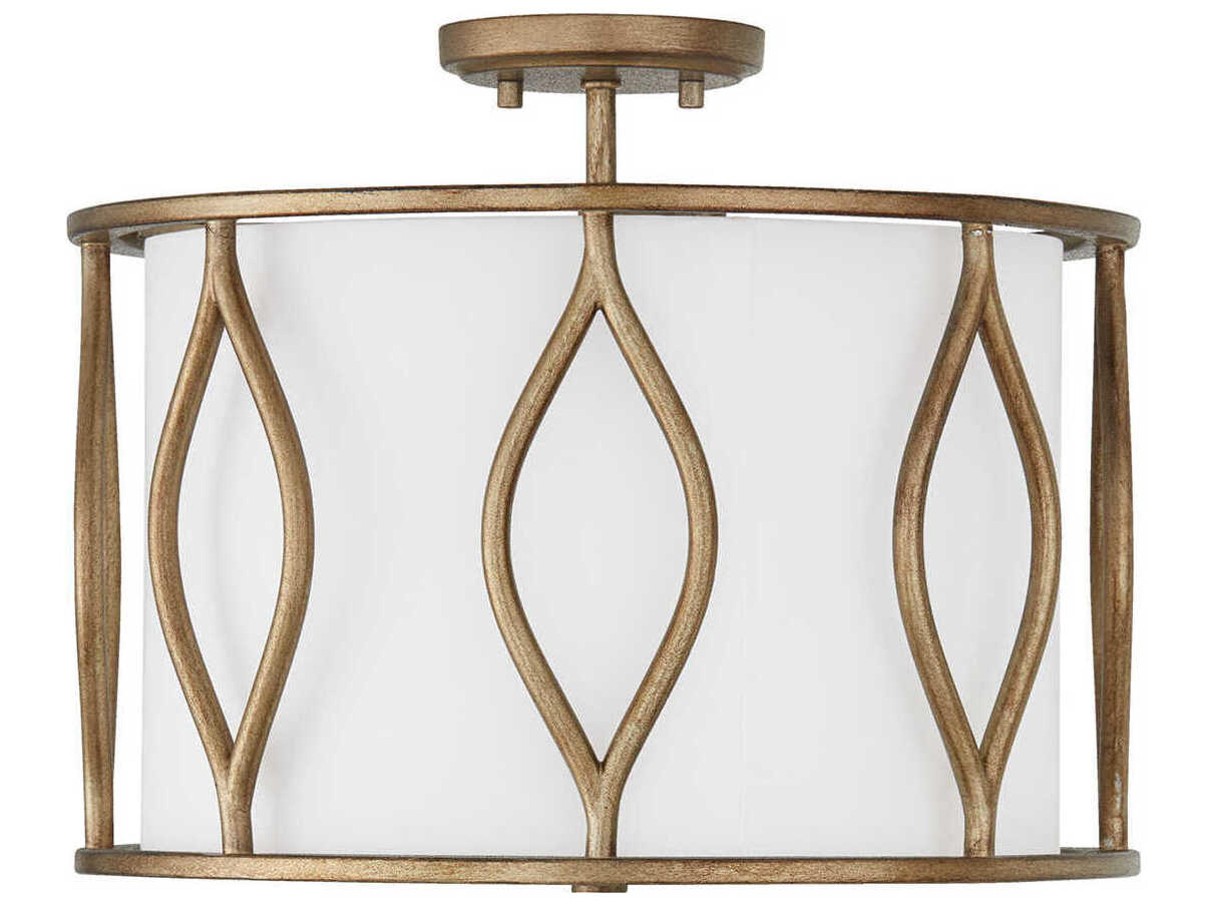 Cohen 3-Light Mystic Luster Brass Drum Semi Flush Mount