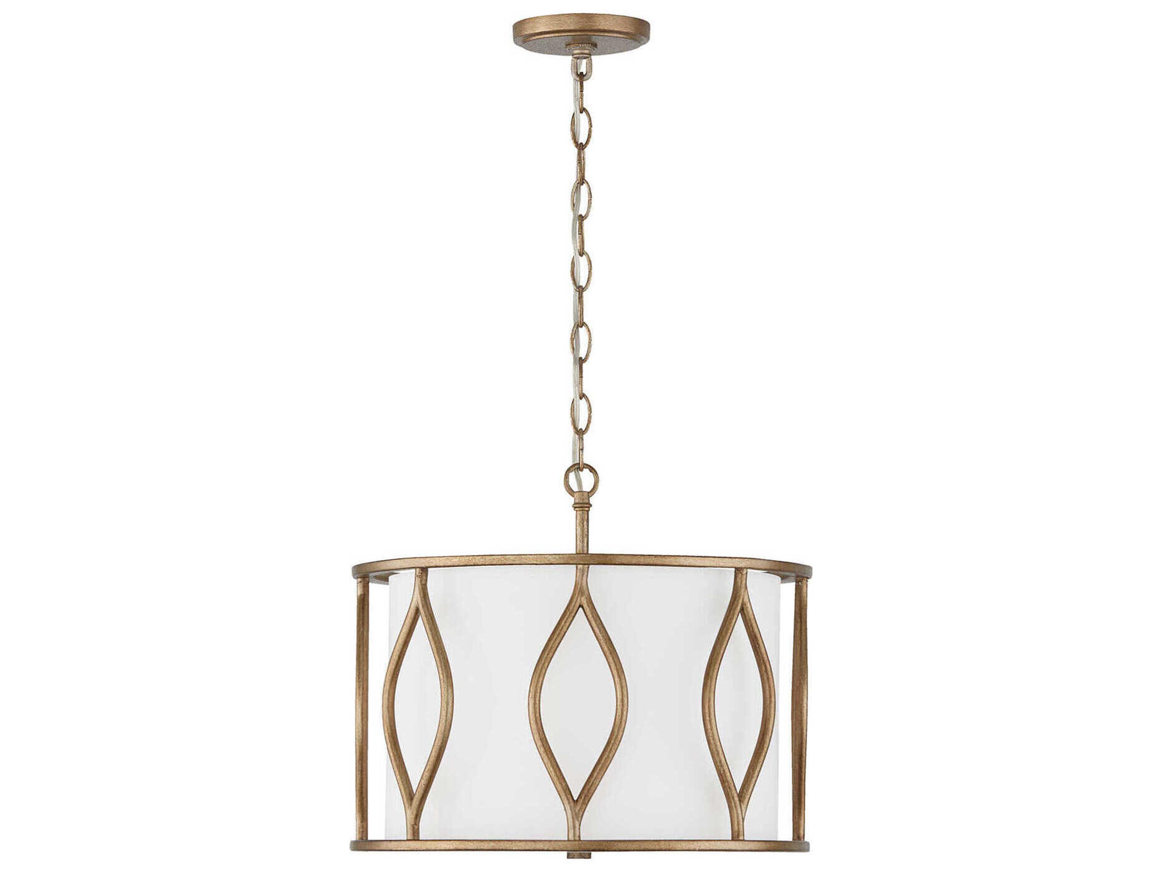 Capital Lighting Cohen 3-Light Mystic Luster Brass Drum Semi Flush Mount