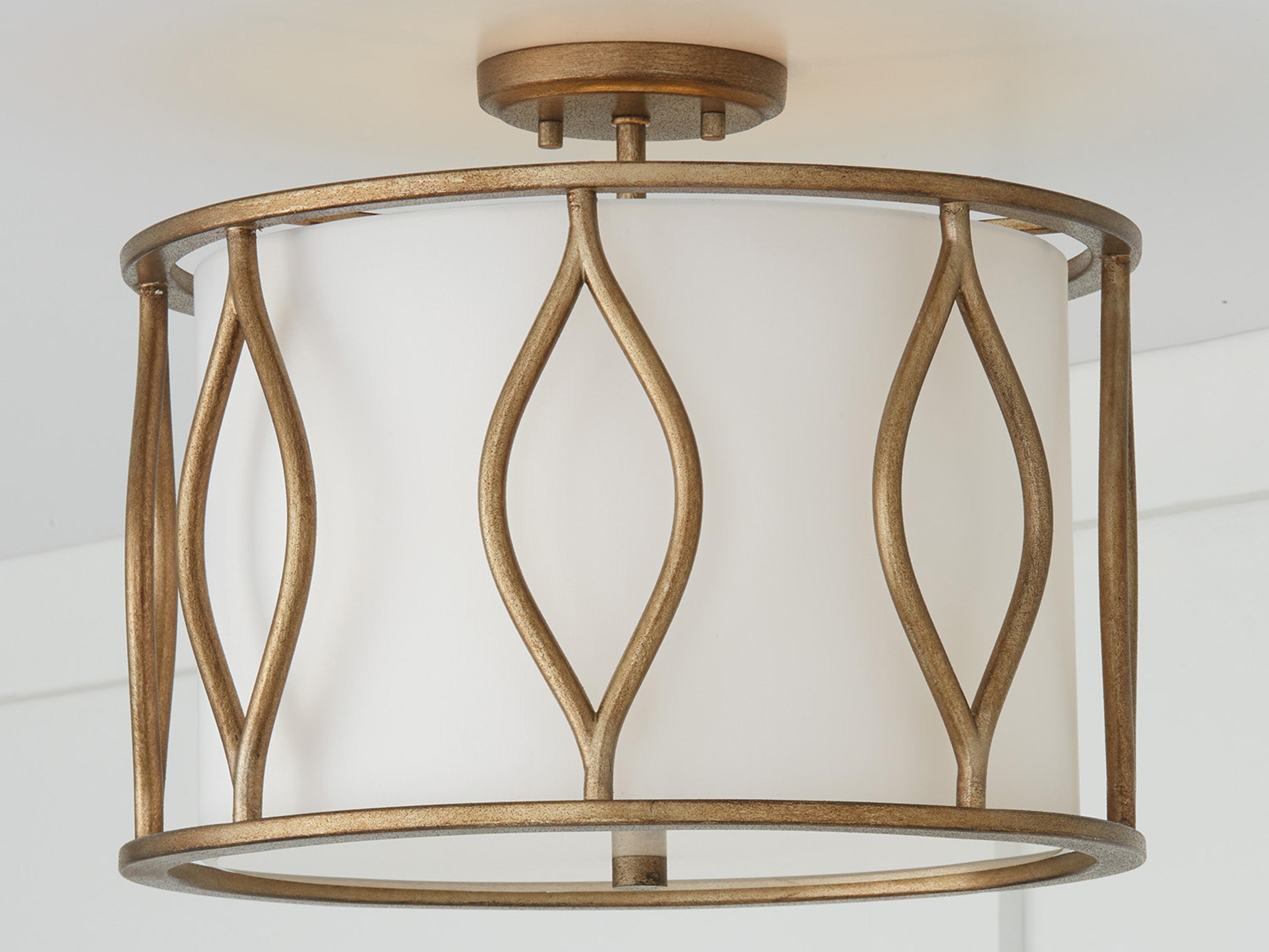 Capital Lighting Cohen 3-Light Mystic Luster Brass Drum Semi Flush Mount