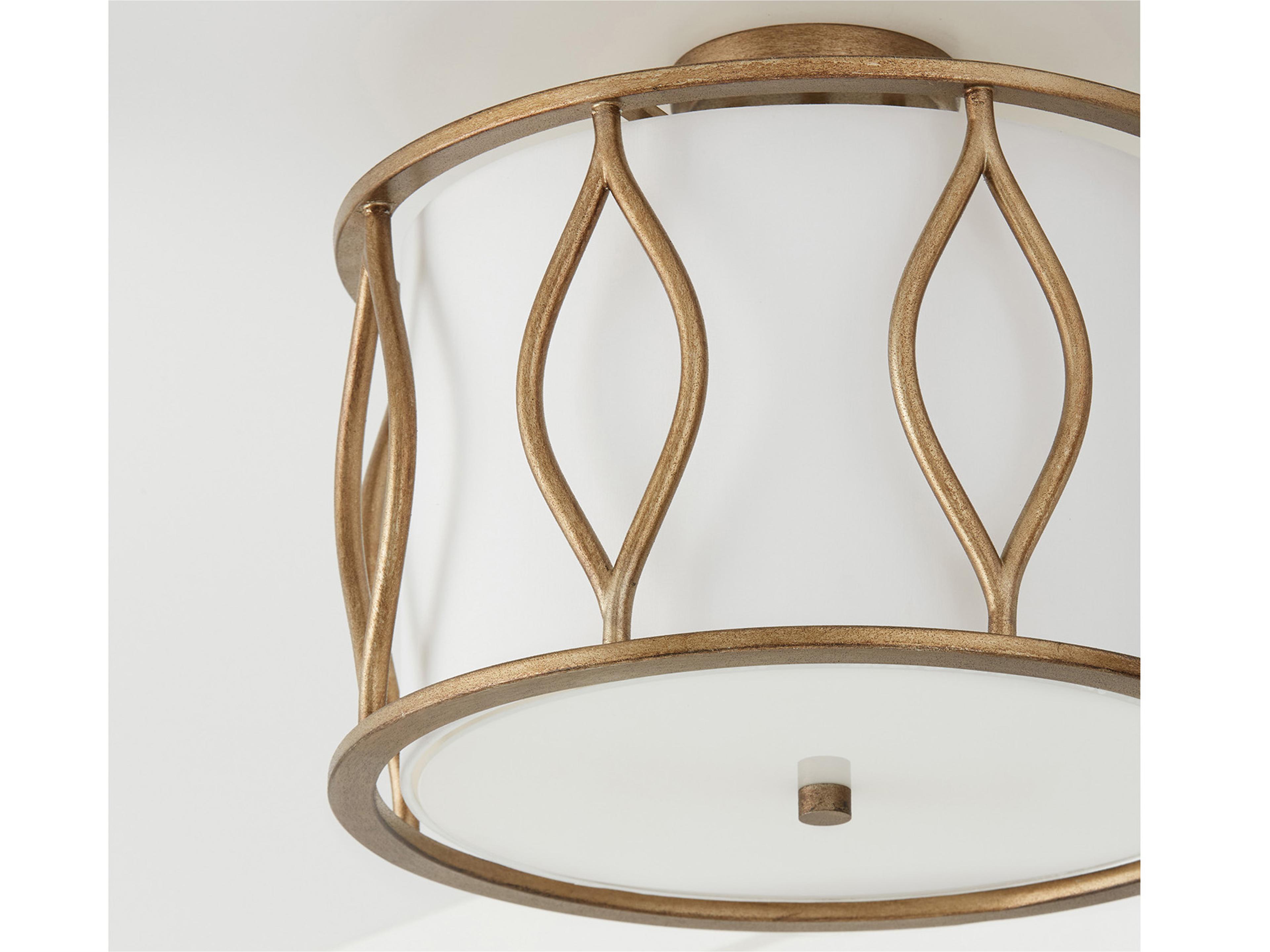 Capital Lighting Cohen 3-Light Mystic Luster Brass Drum Semi Flush Mount