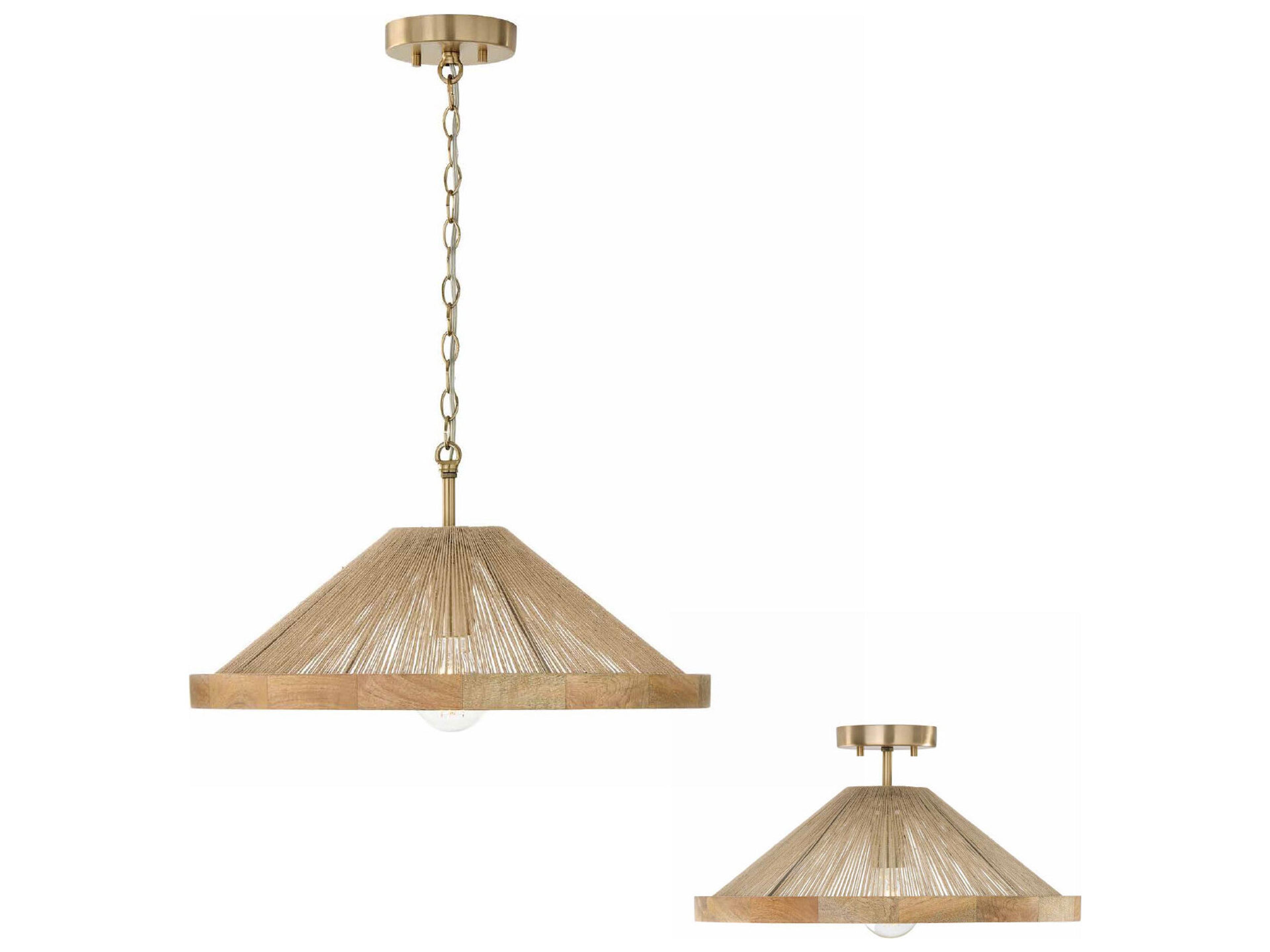 Capital Lighting Maya 1-Light Matte Brass Brown Semi Flush Mount