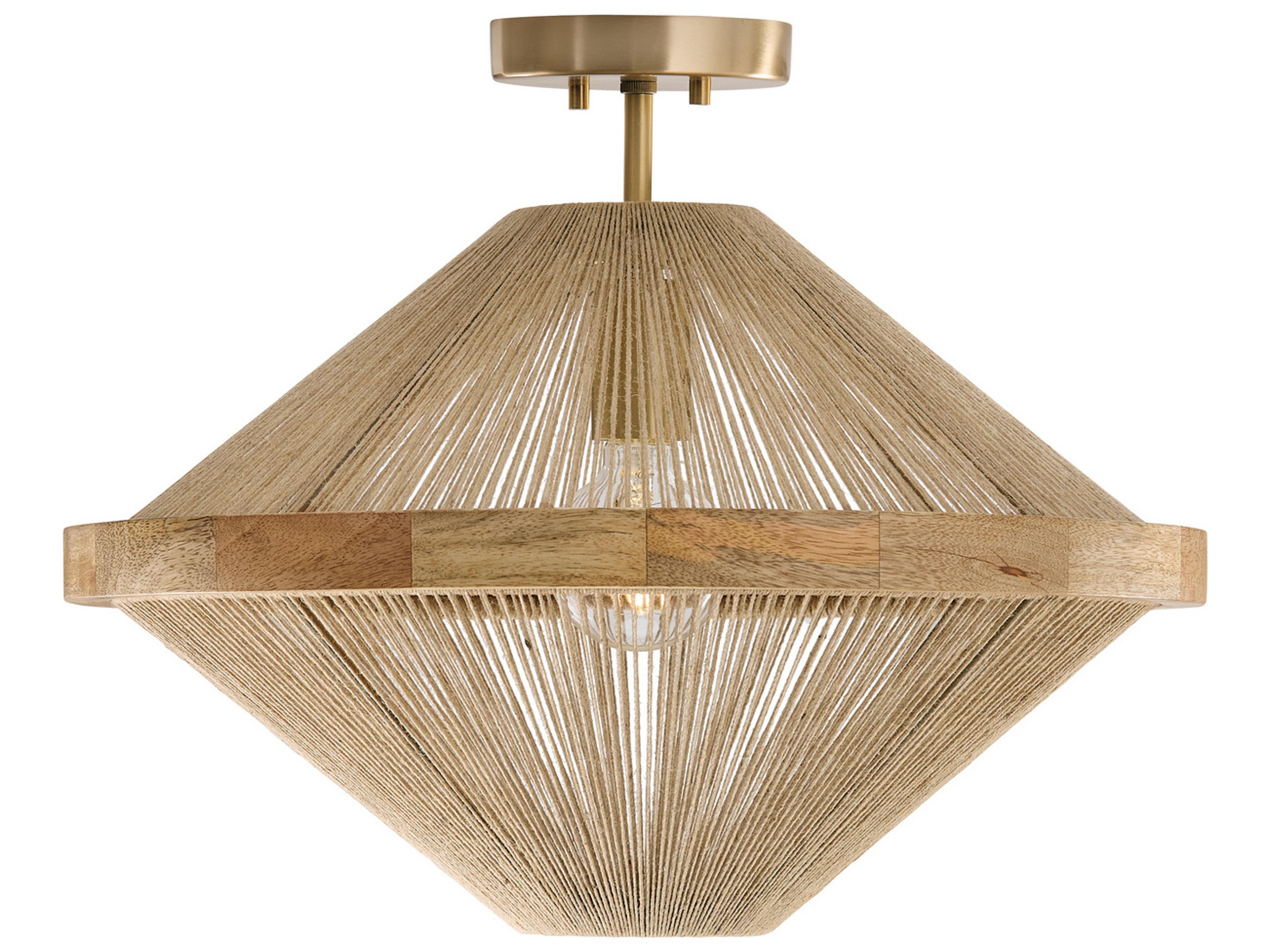 Maya 1-Light Matte Brass Brown Semi Flush Mount