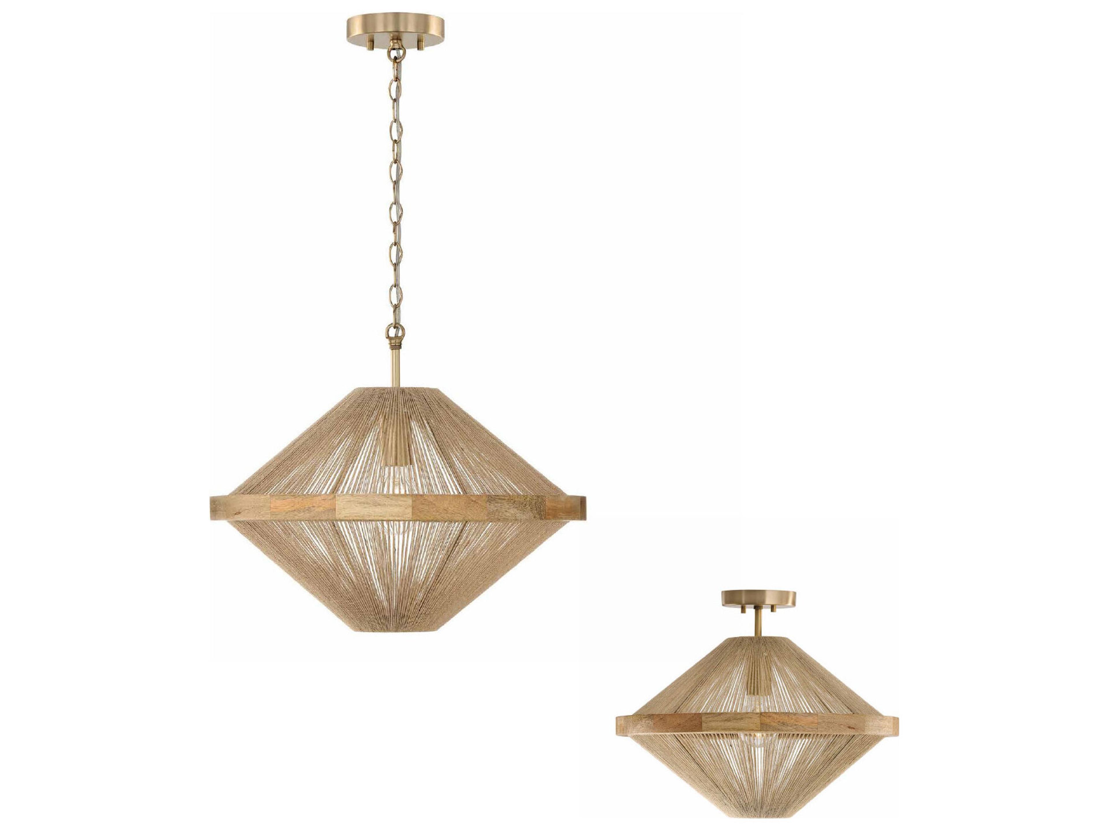 Capital Lighting Maya 1-Light Matte Brass Brown Semi Flush Mount