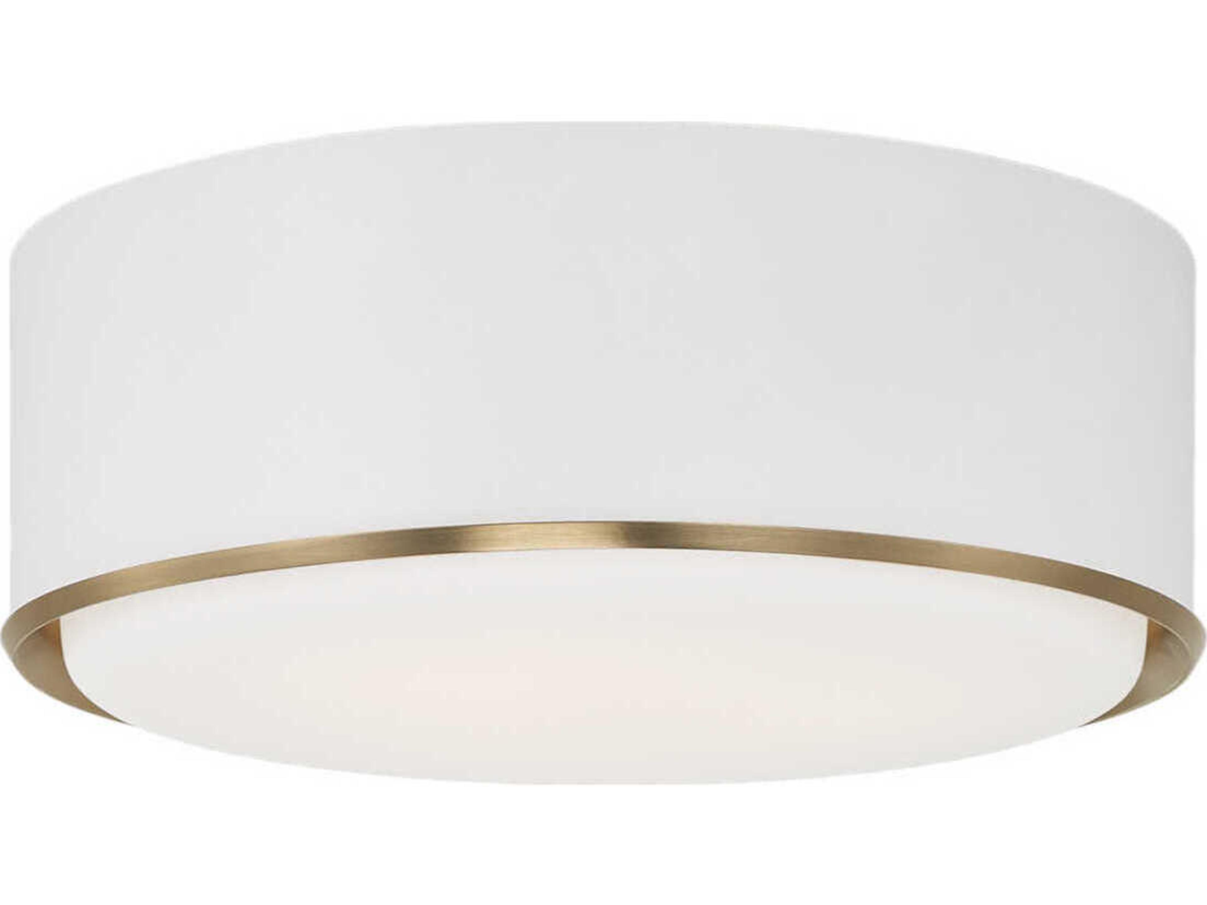 Carlton 3-Light Matte Brass White Drum Round Flush Mount