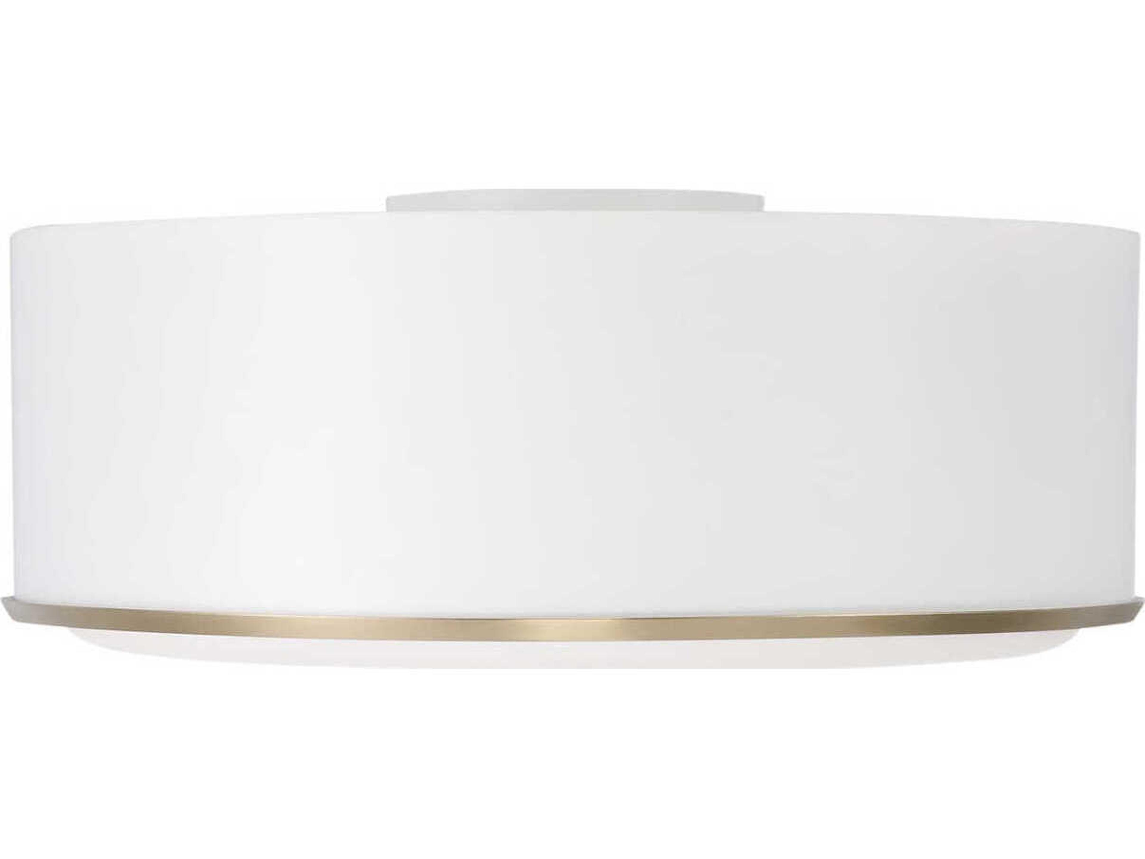 Capital Lighting Carlton 3-Light Matte Brass White Drum Round Flush Mount
