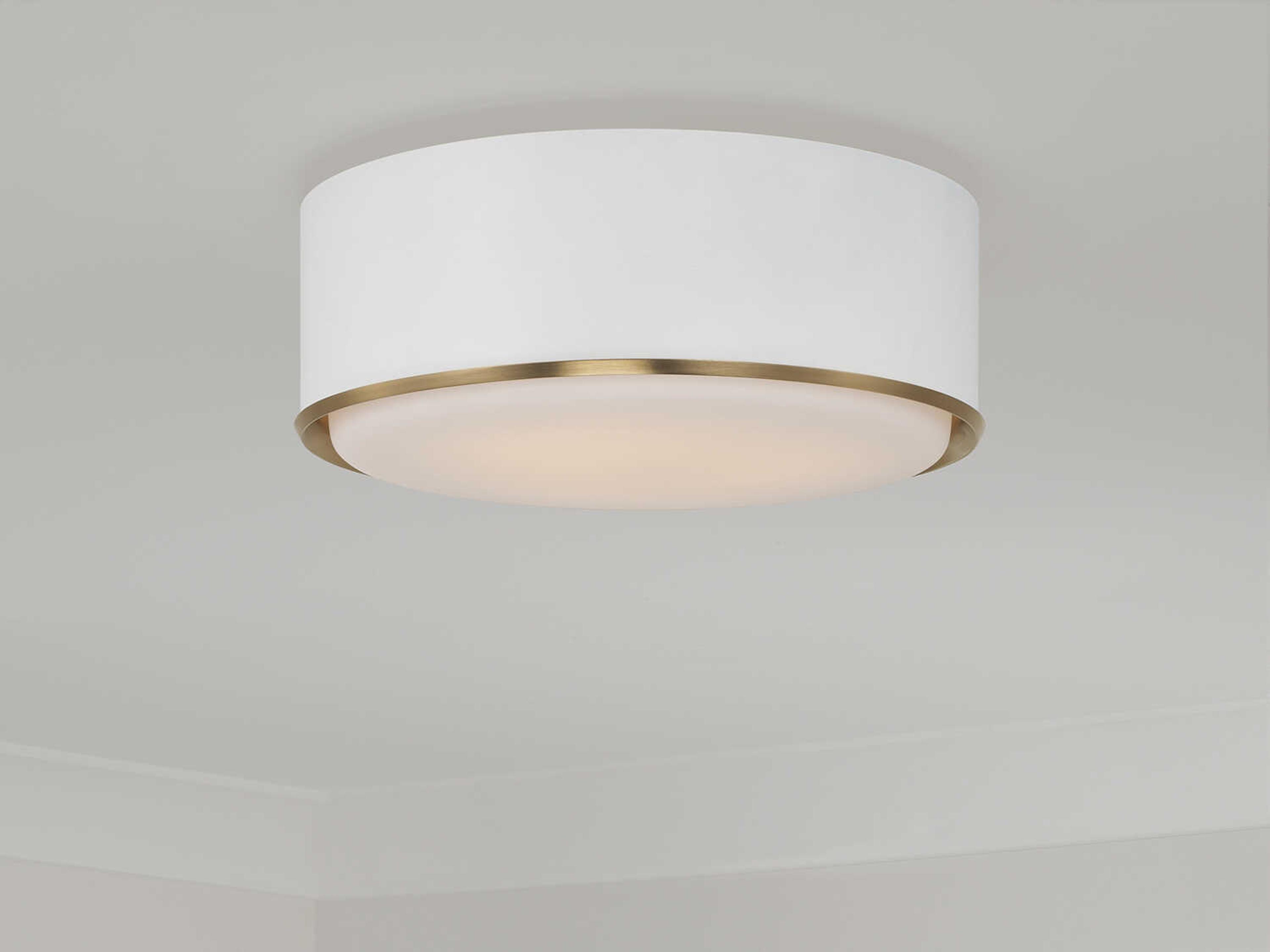 Capital Lighting Carlton 3-Light Matte Brass White Drum Round Flush Mount