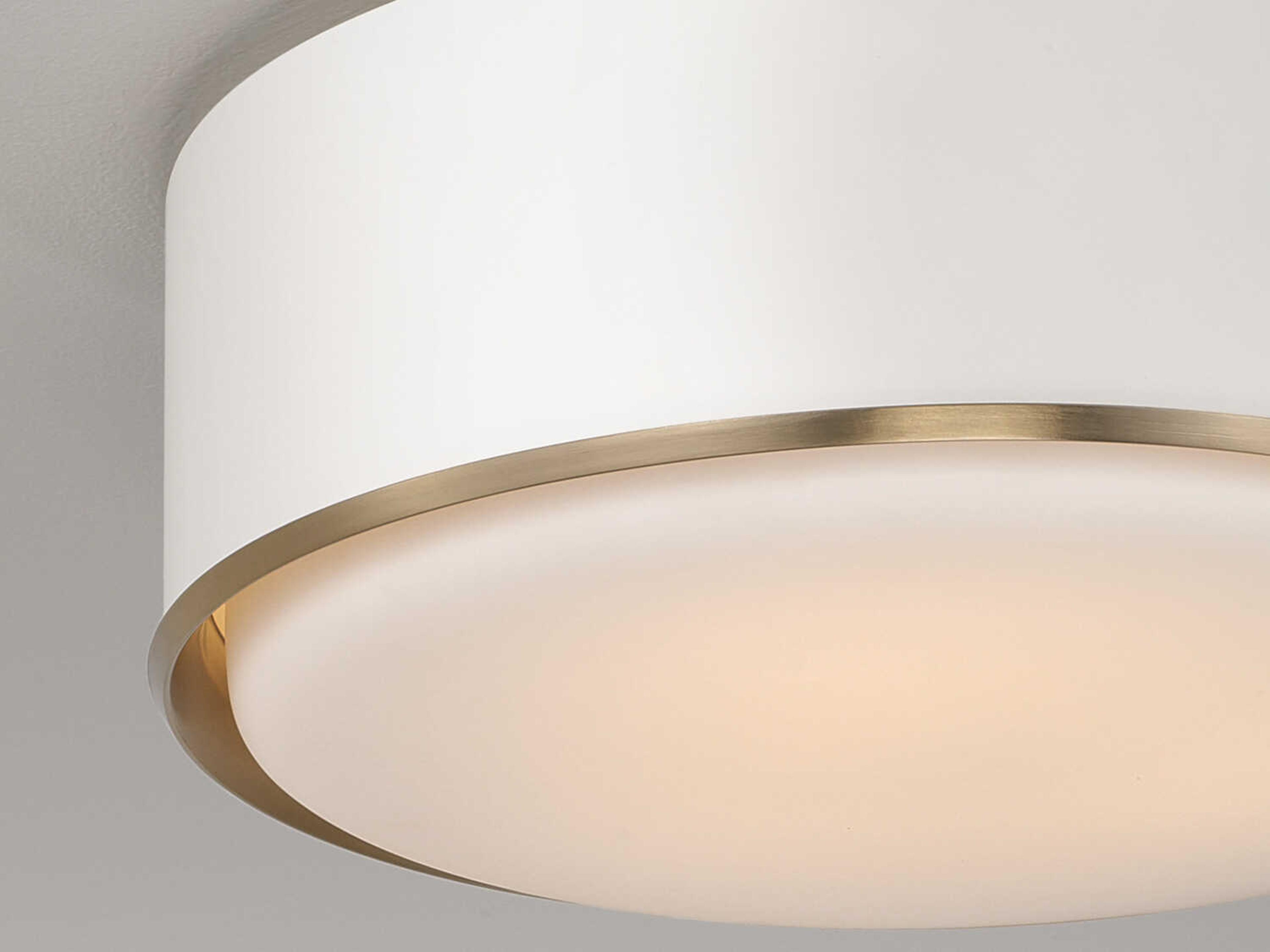Capital Lighting Carlton 3-Light Matte Brass White Drum Round Flush Mount