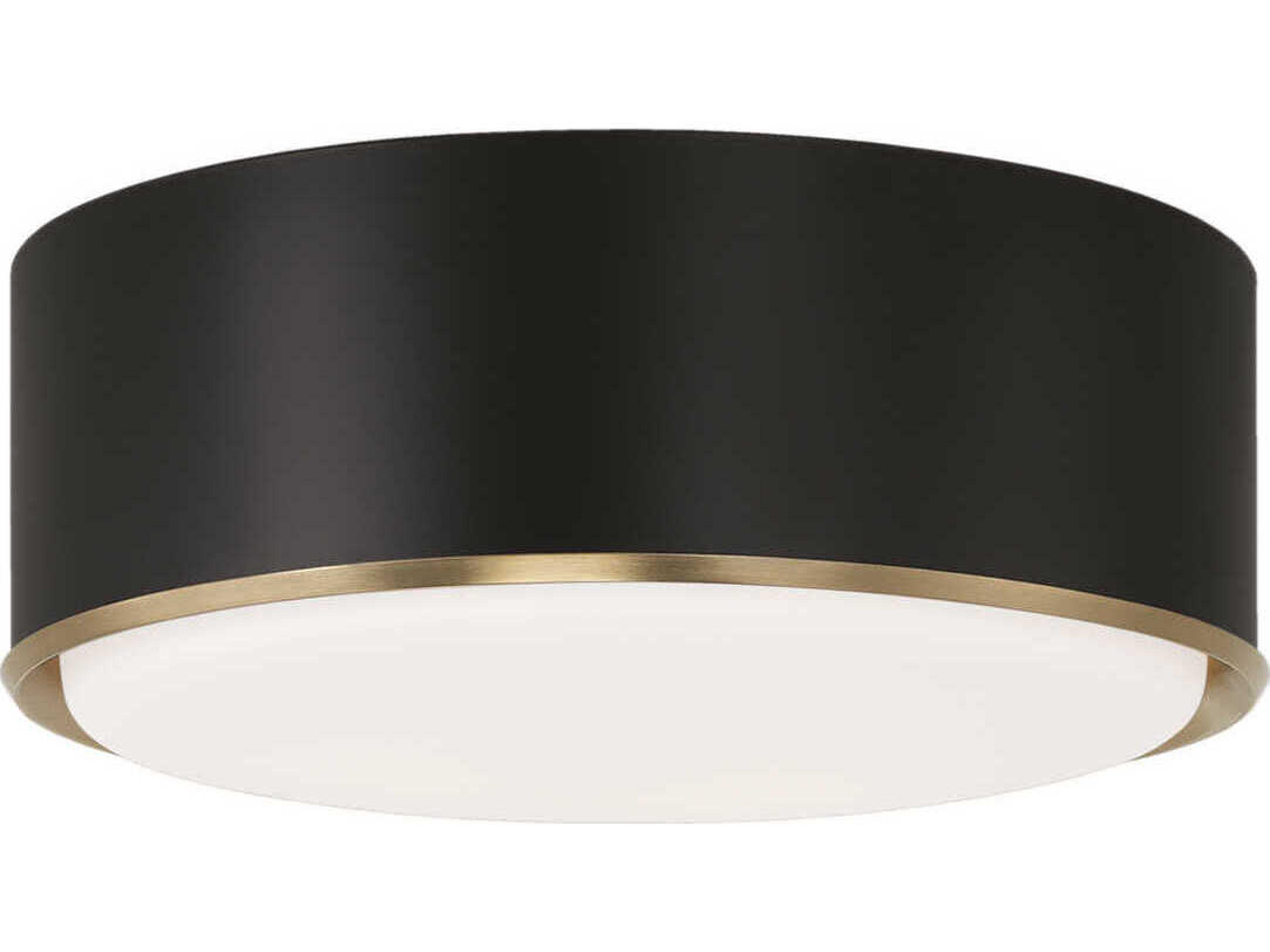 Carlton 3-Light Matte Brass Black Drum Flush Mount