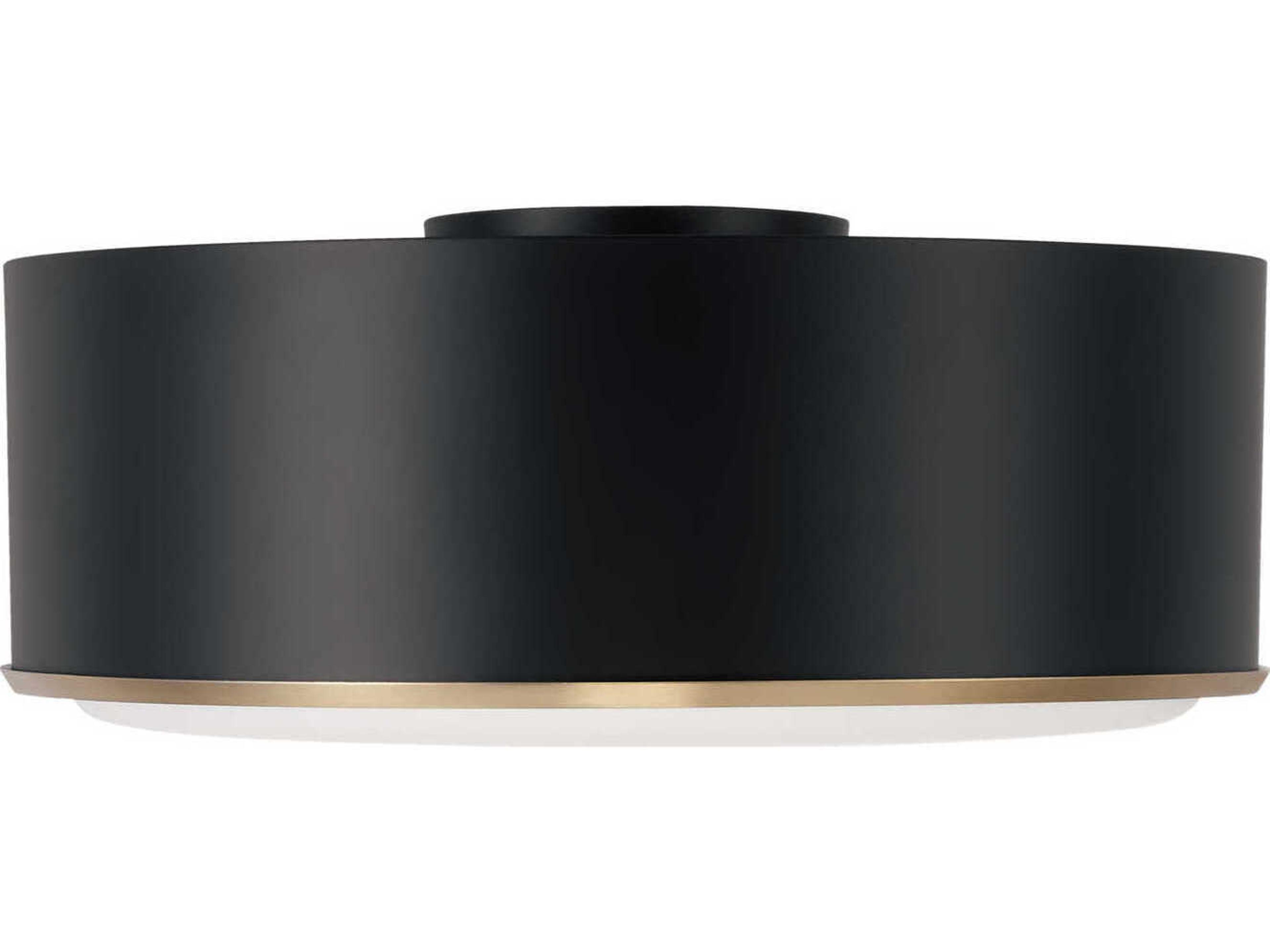 Capital Lighting Carlton 3-Light Matte Brass Black Drum Flush Mount