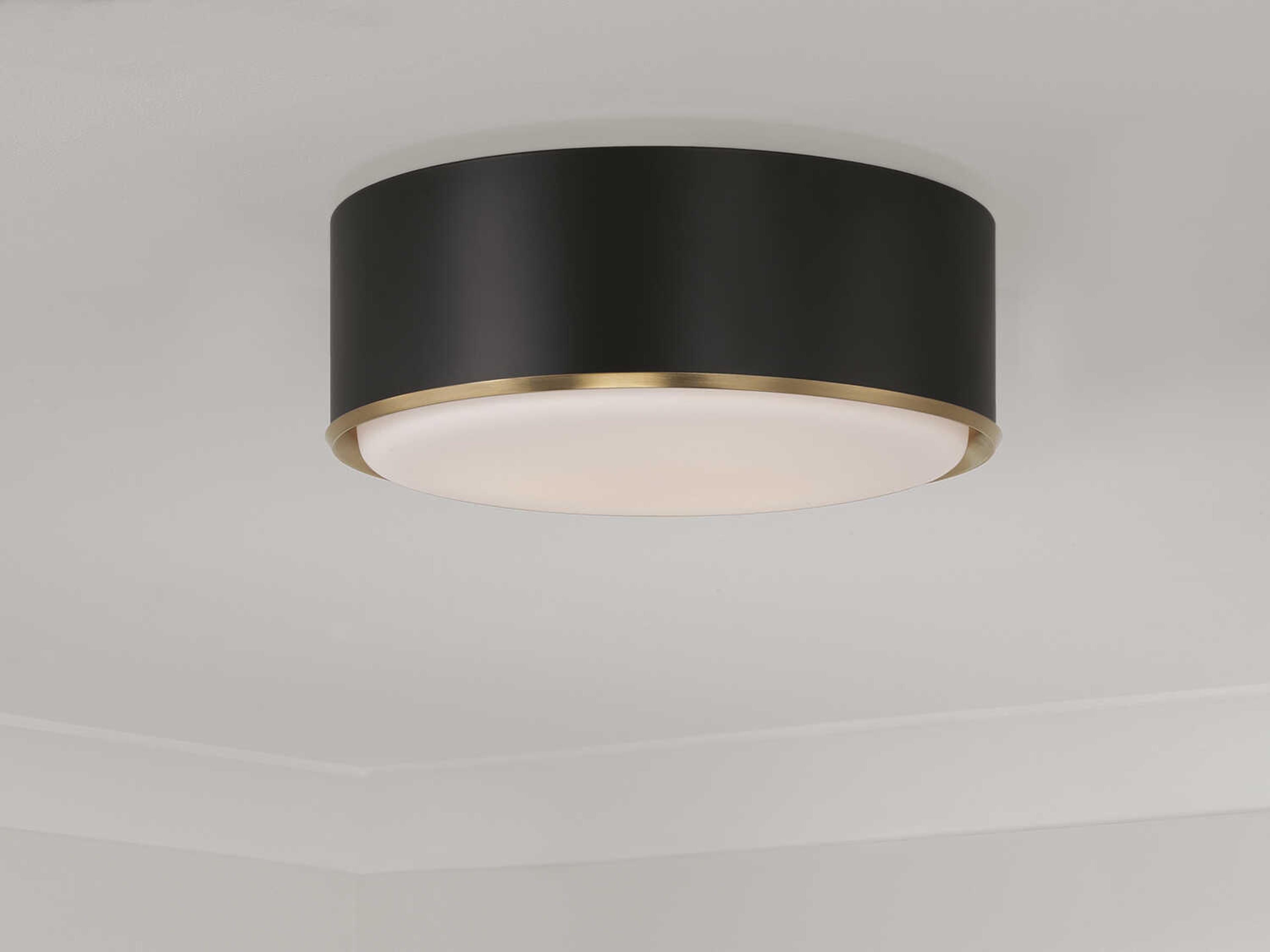 Capital Lighting Carlton 3-Light Matte Brass Black Drum Flush Mount