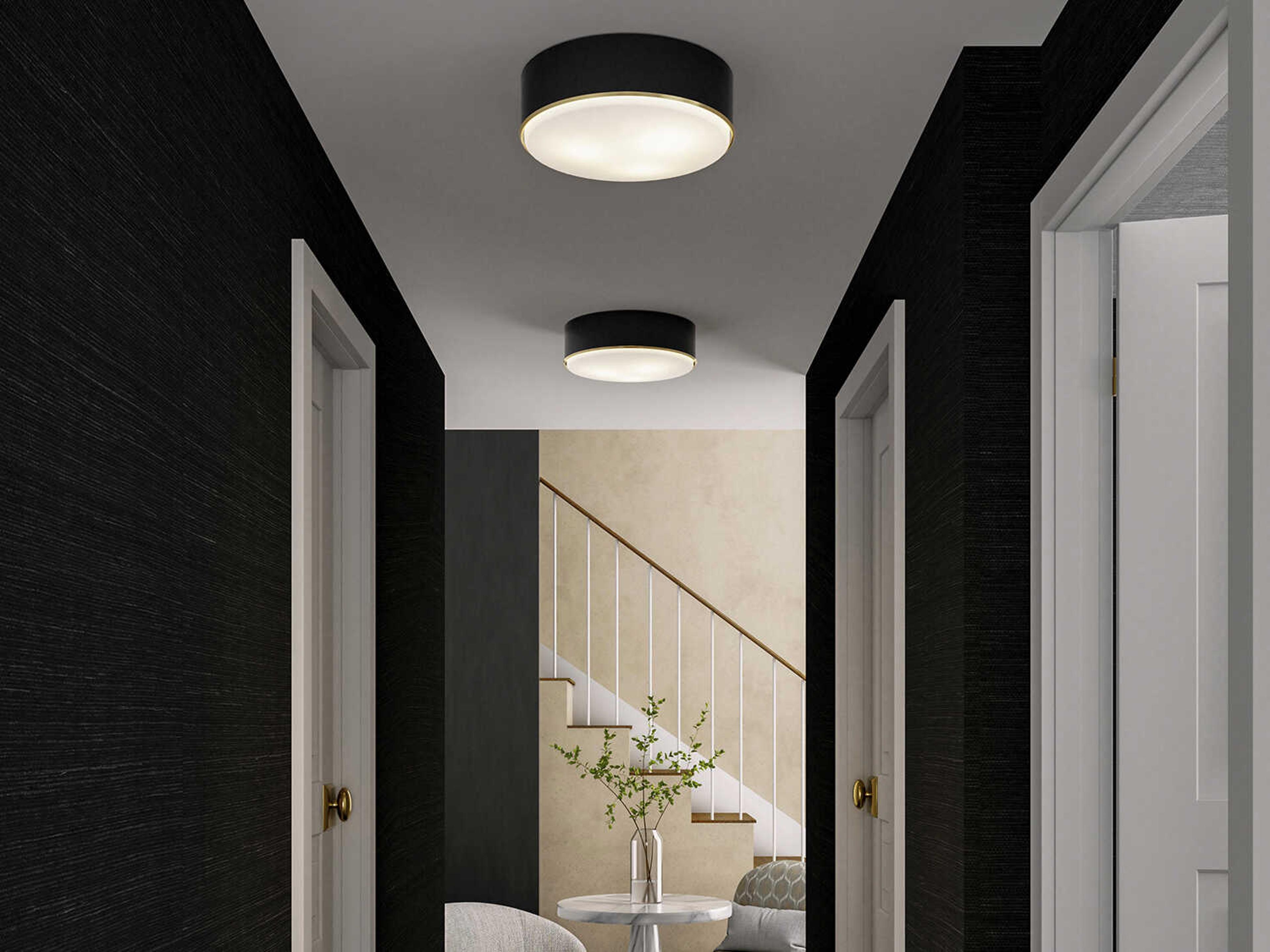 Capital Lighting Carlton 3-Light Matte Brass Black Drum Flush Mount