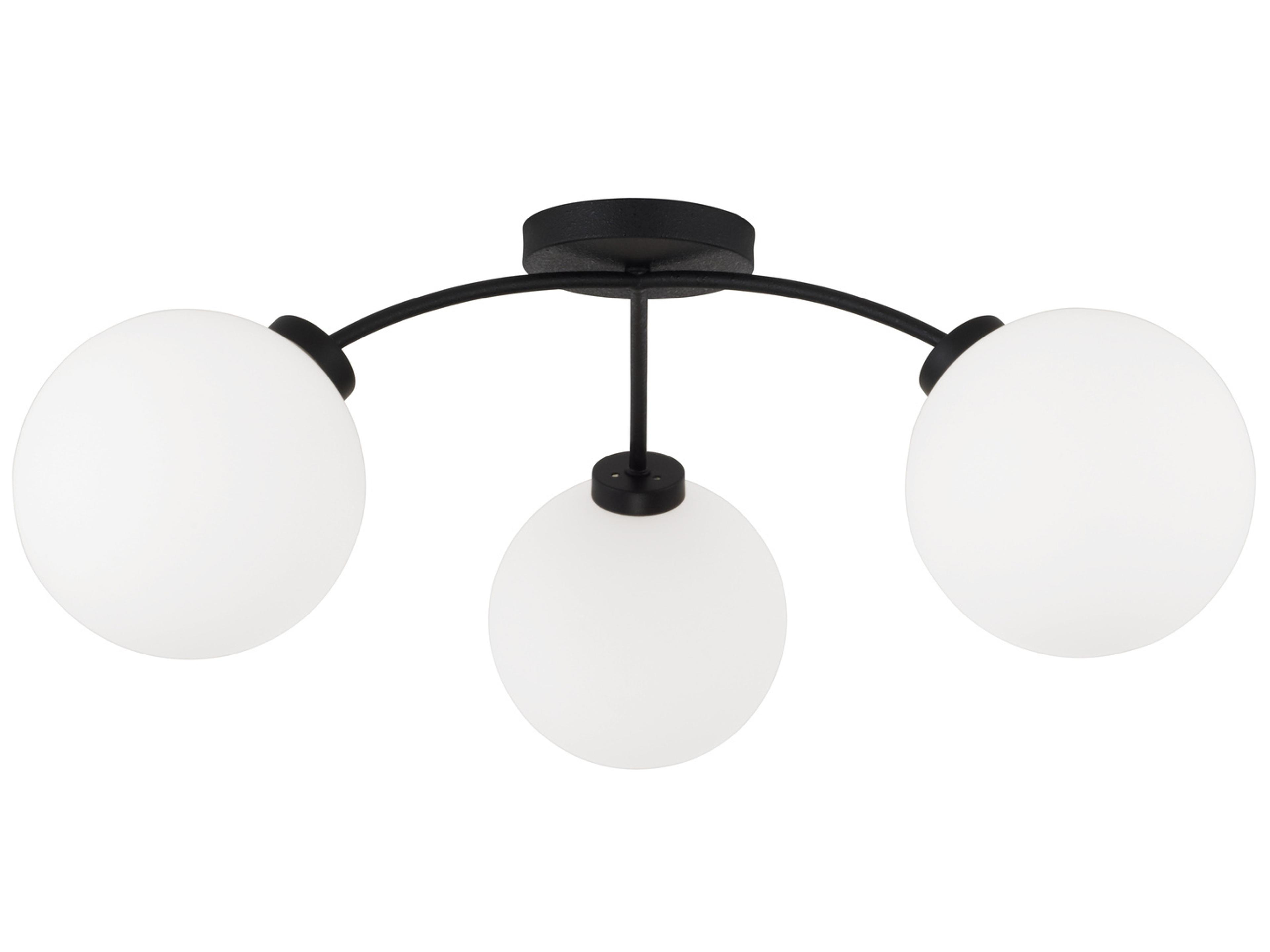 Amos 3-Light Black Iron Globe Semi Flush Mount