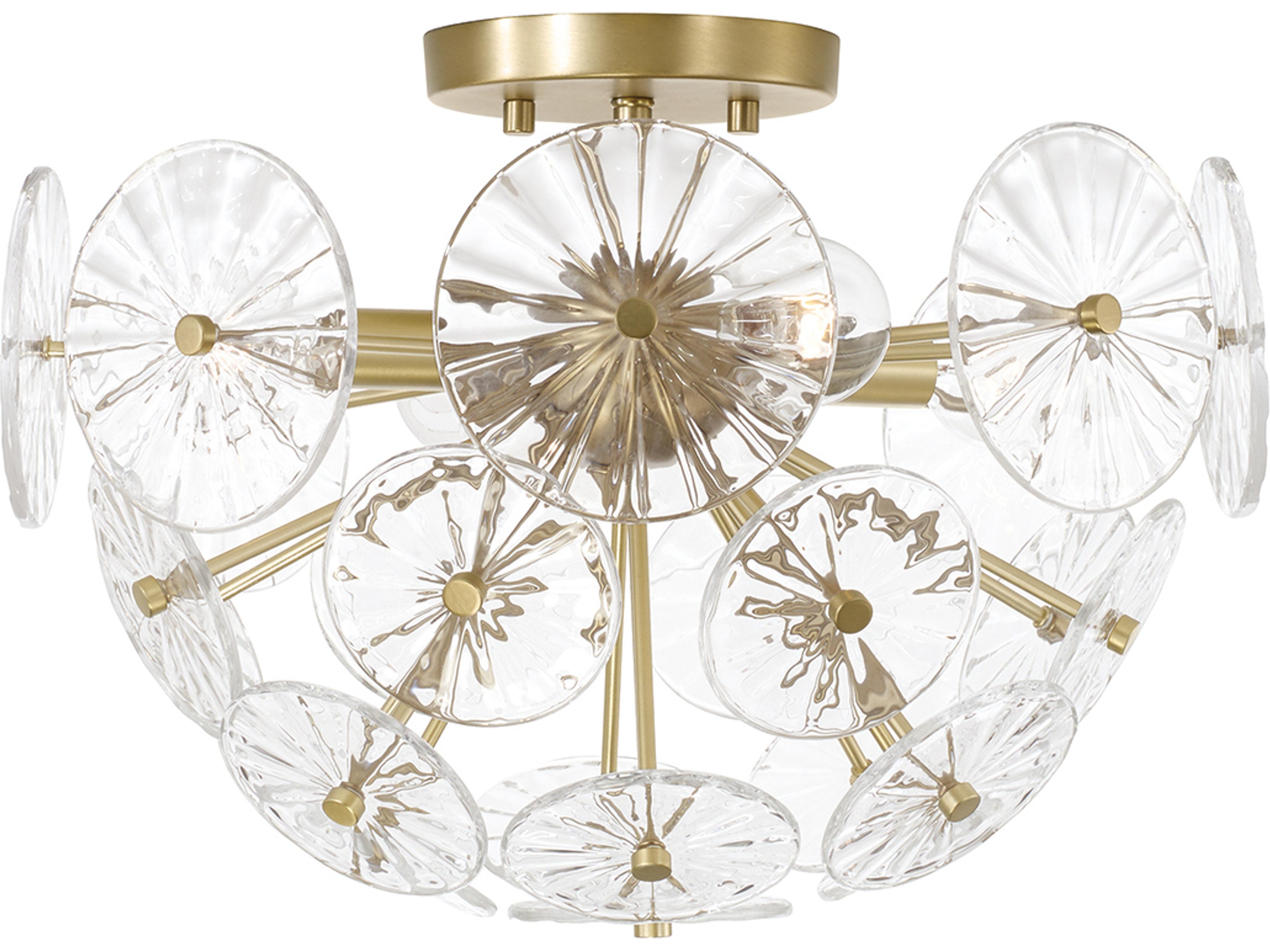 Emelie 4-light Matte Brass Geometric Round Semi Flush Mount