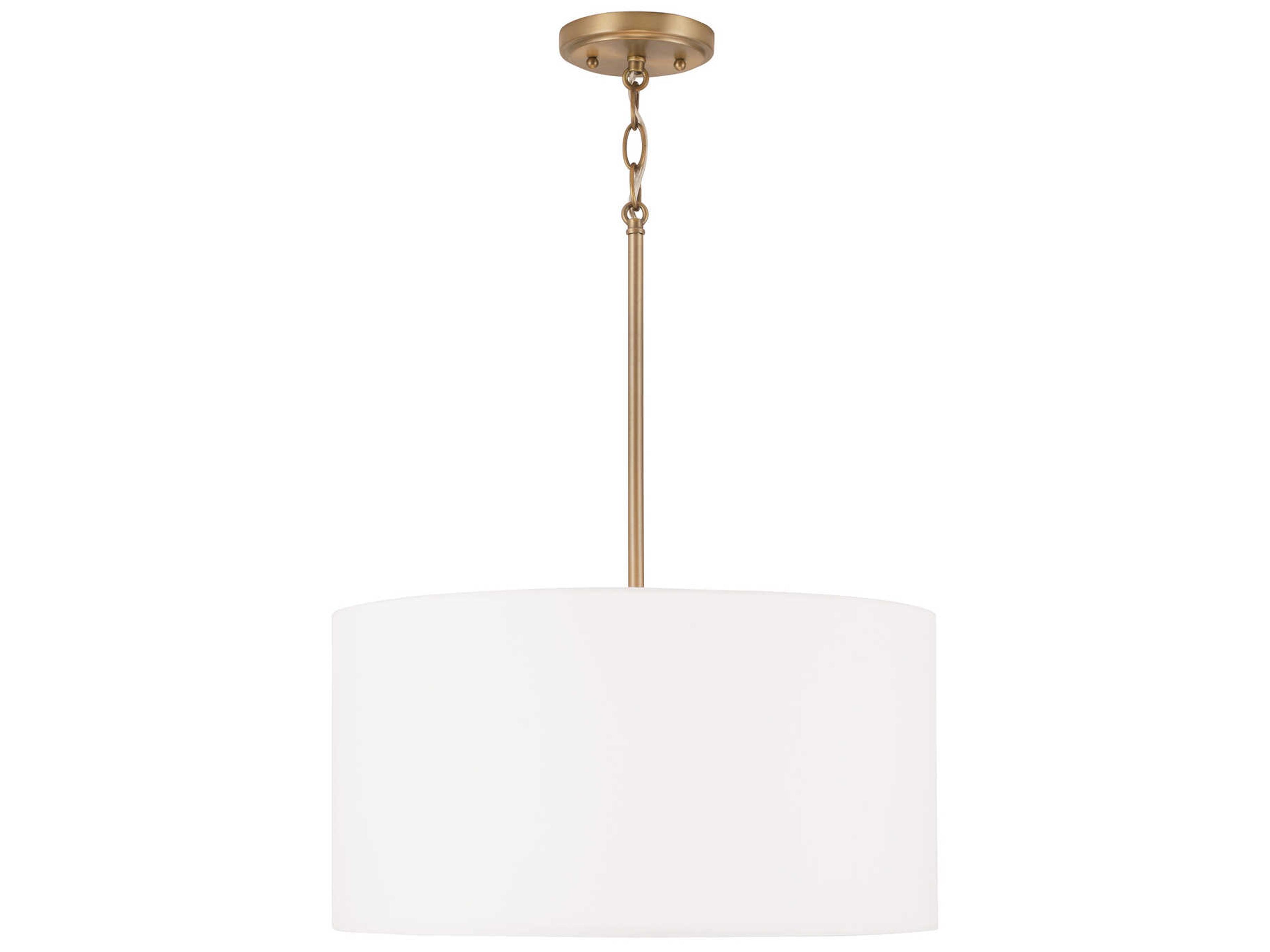 Alan 3-Light Aged Brass Drum Pendant
