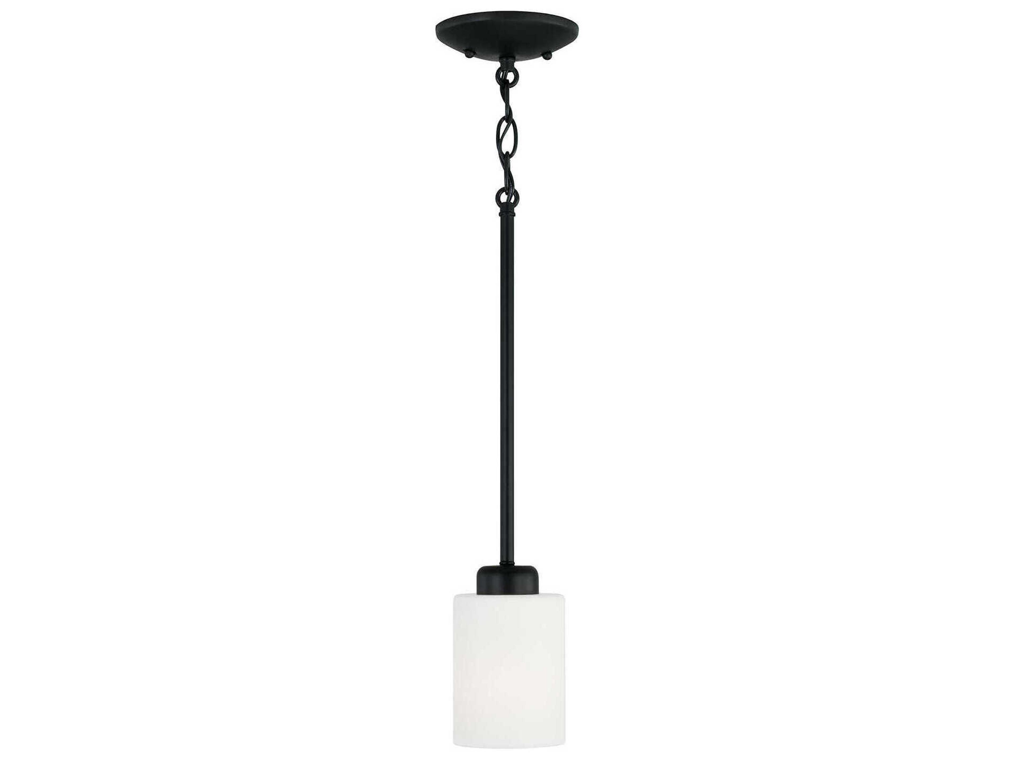 Dixon 1-Light Matte Black Glass Cylinder Mini Pendant