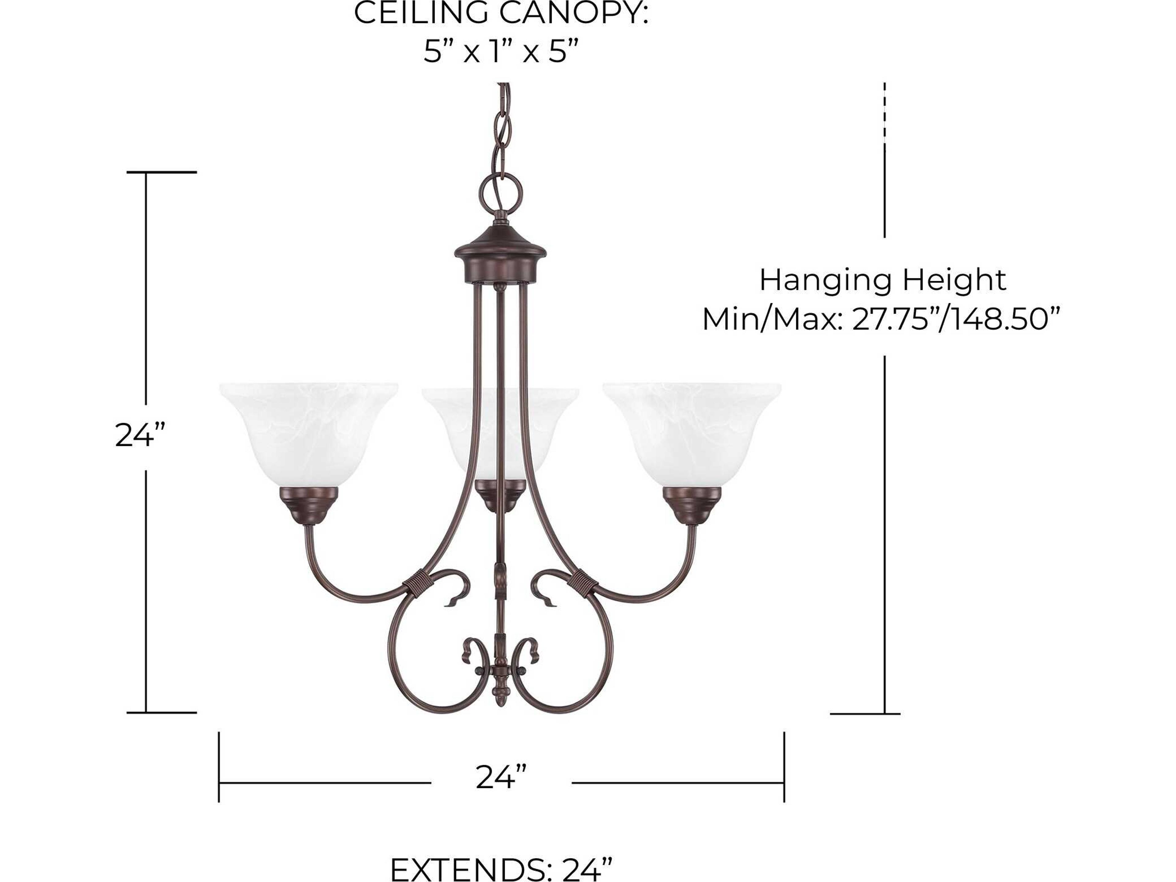 Capital Lighting Hometown 3-Light Bronze Glass Bell Chandelier
