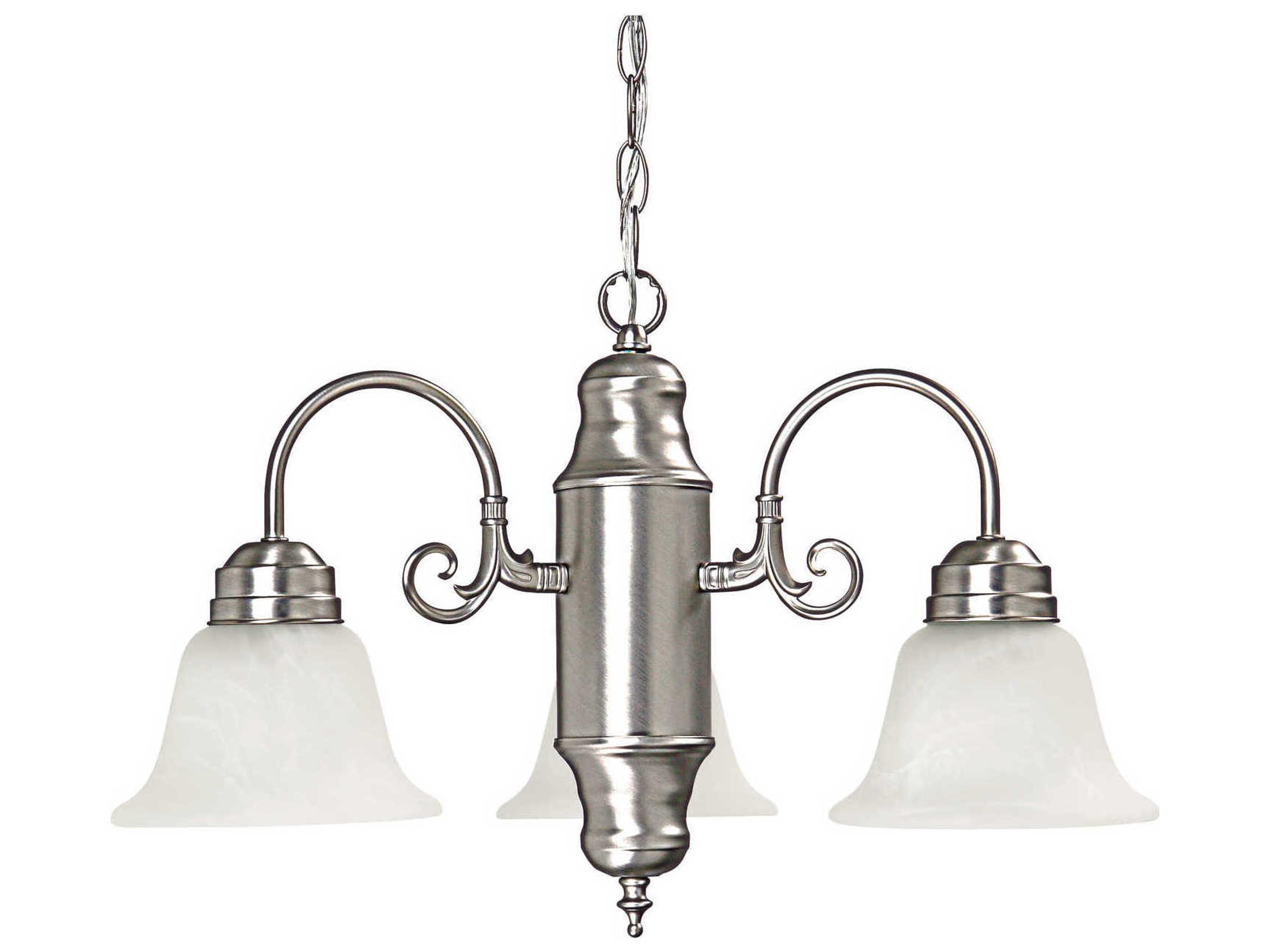 3-Light Matte Nickel Glass Bell Chandelier